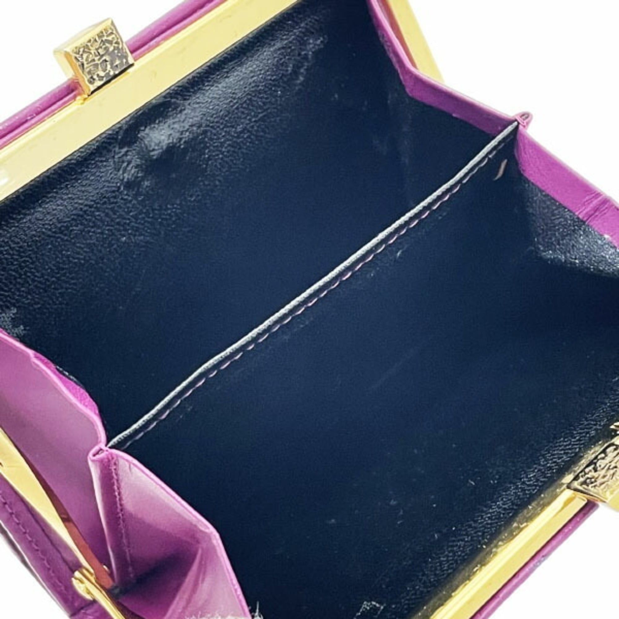 Yves Saint Laurent Yves Saint Laurent wallet, pink-purple leather, YSL MM-14683, vintage bifold compact mini women's wallet. Size ONE SIZE - 6 Thumbnail