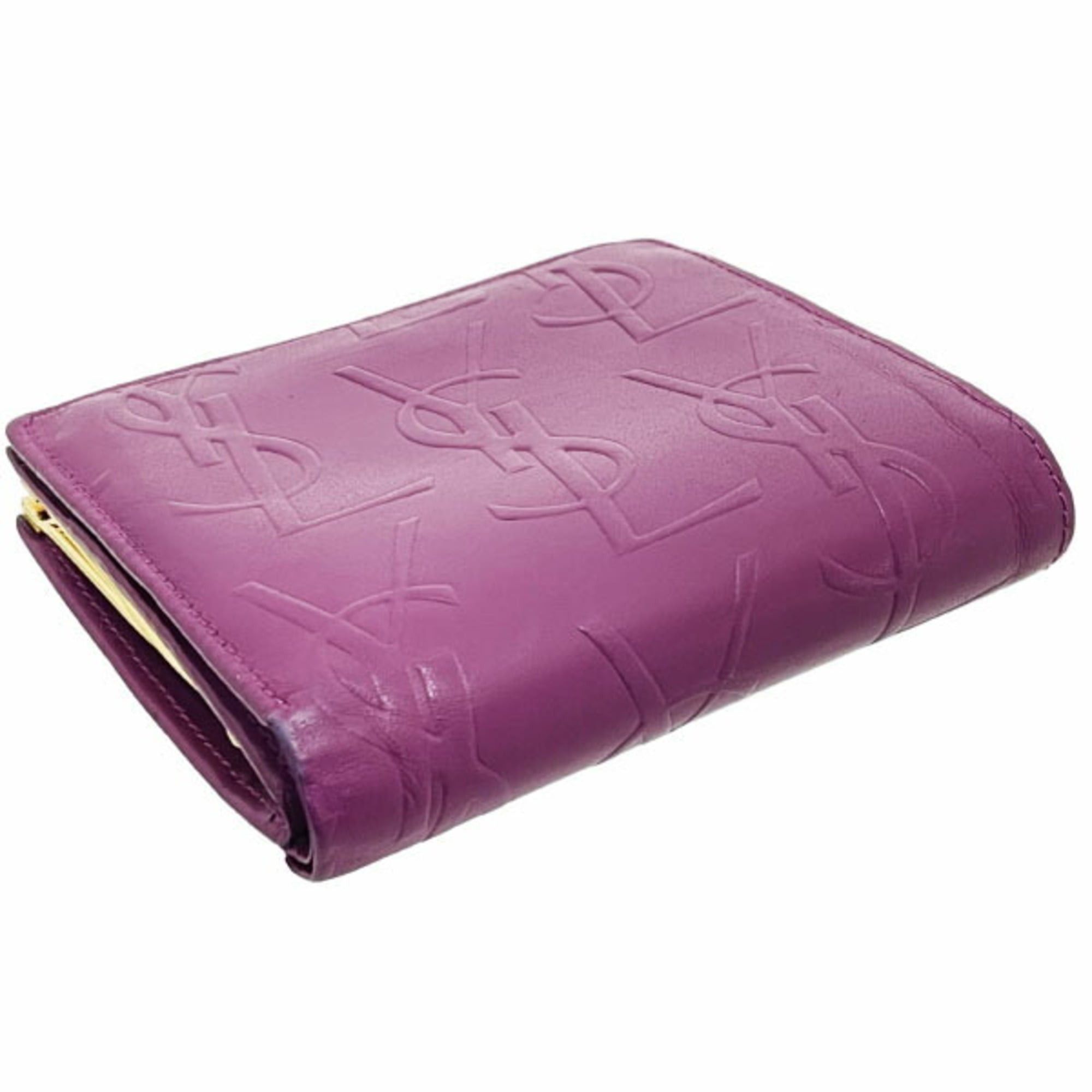 Yves Saint Laurent Yves Saint Laurent wallet, pink-purple leather, YSL MM-14683, vintage bifold compact mini women's wallet. Size ONE SIZE - 4 Thumbnail