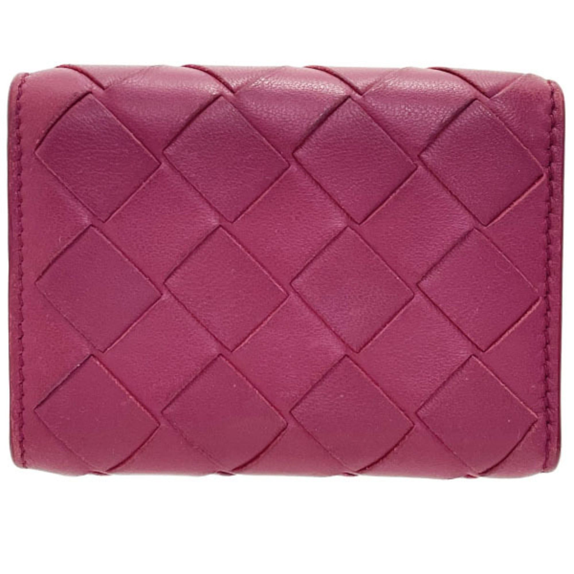 Bottega Veneta Bottega Veneta Intrecciato Tri-fold Wallet in Wine Red Leather with Mesh Tri-fold, Double Wallet, Compact Mini AYM-15789 Size ONE SIZE - 2 Thumbnail