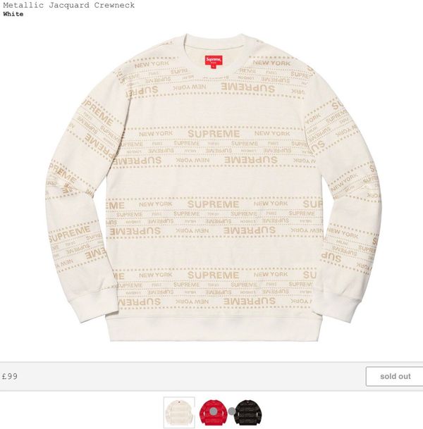 Supreme Supreme Metallic Jacquard Crewneck White | Grailed