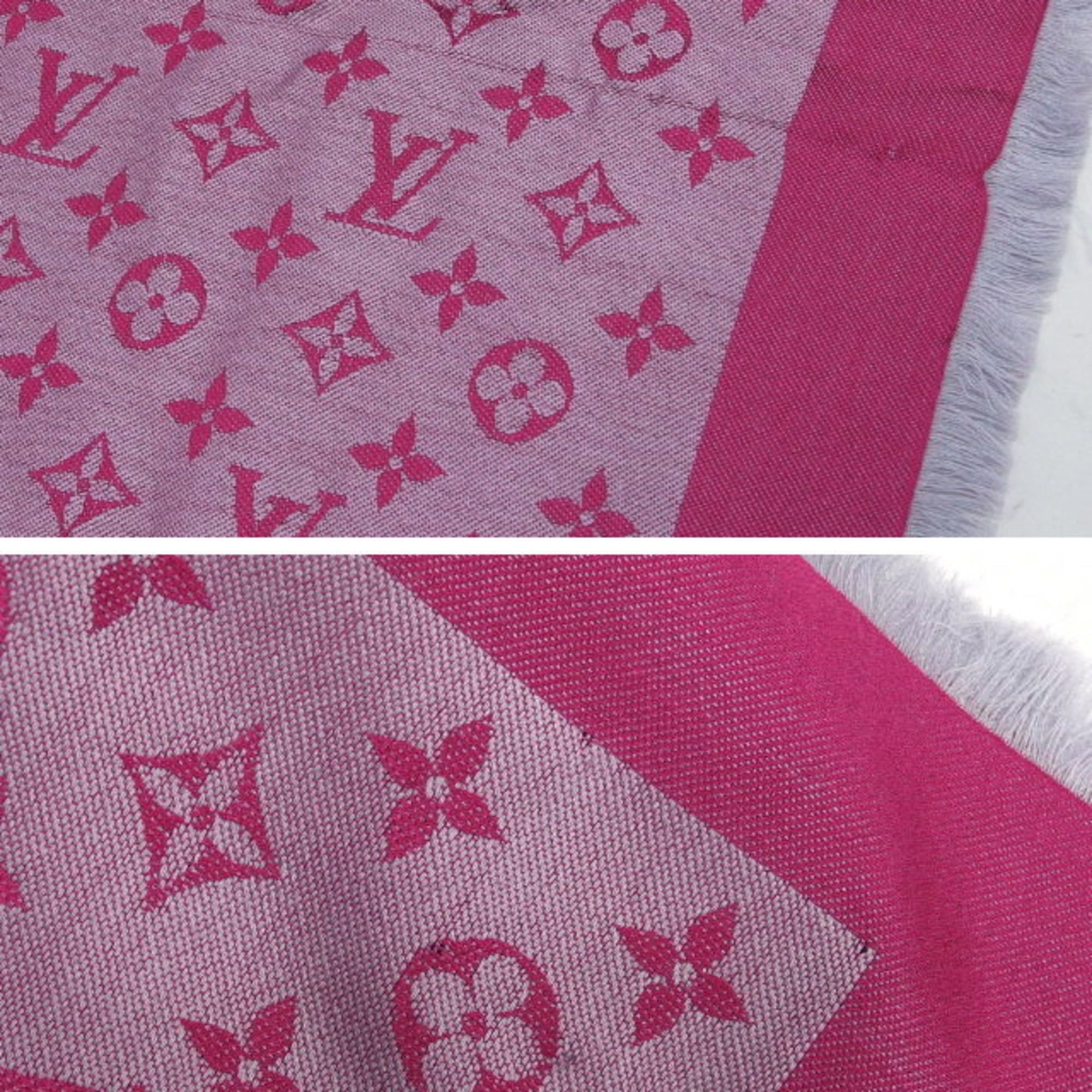 Louis Vuitton Louis Vuitton Monogram Pattern Shawl Scarf Pink M70273 Size ONE SIZE - 7 Thumbnail