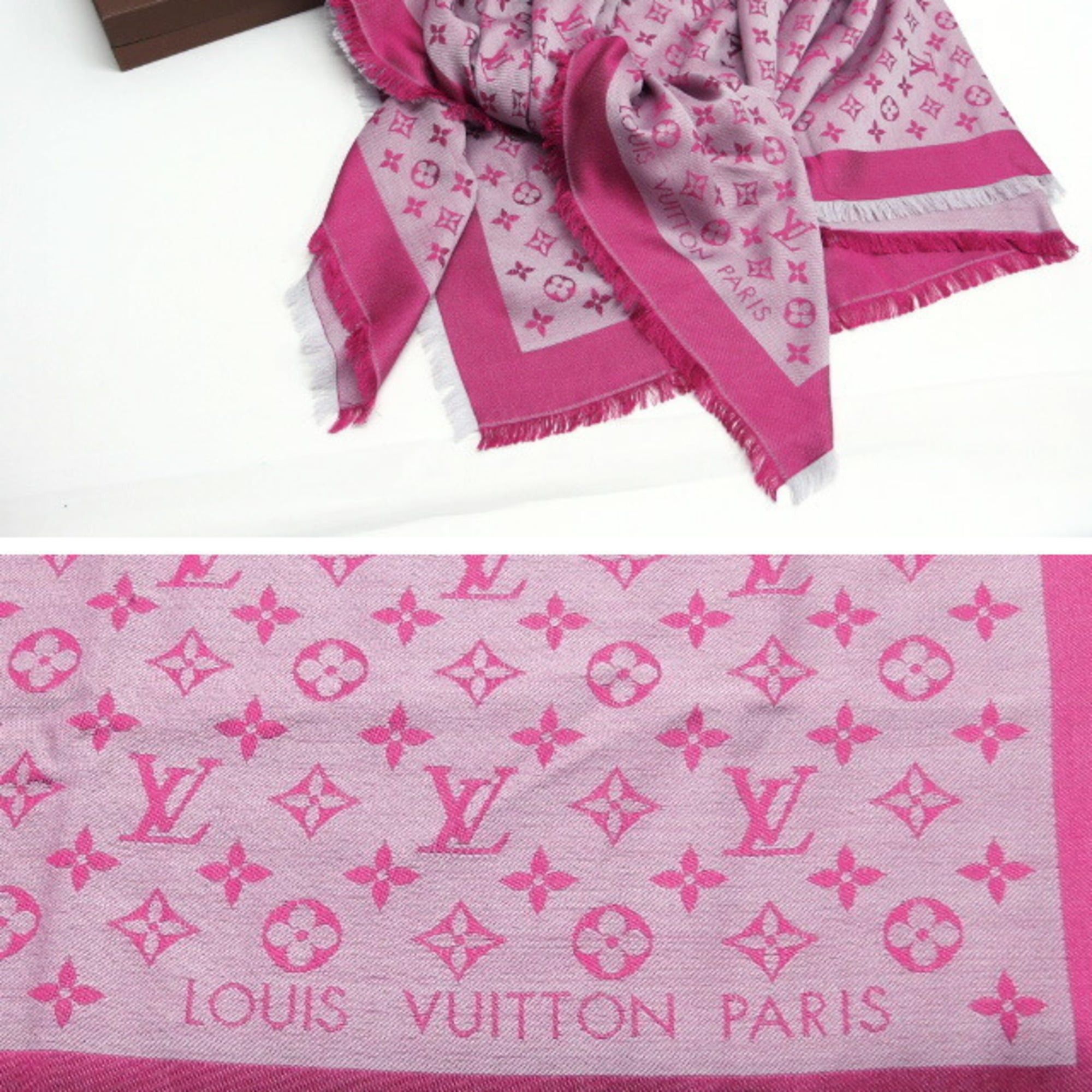 Louis Vuitton Louis Vuitton Monogram Pattern Shawl Scarf Pink M70273 Size ONE SIZE - 6 Thumbnail