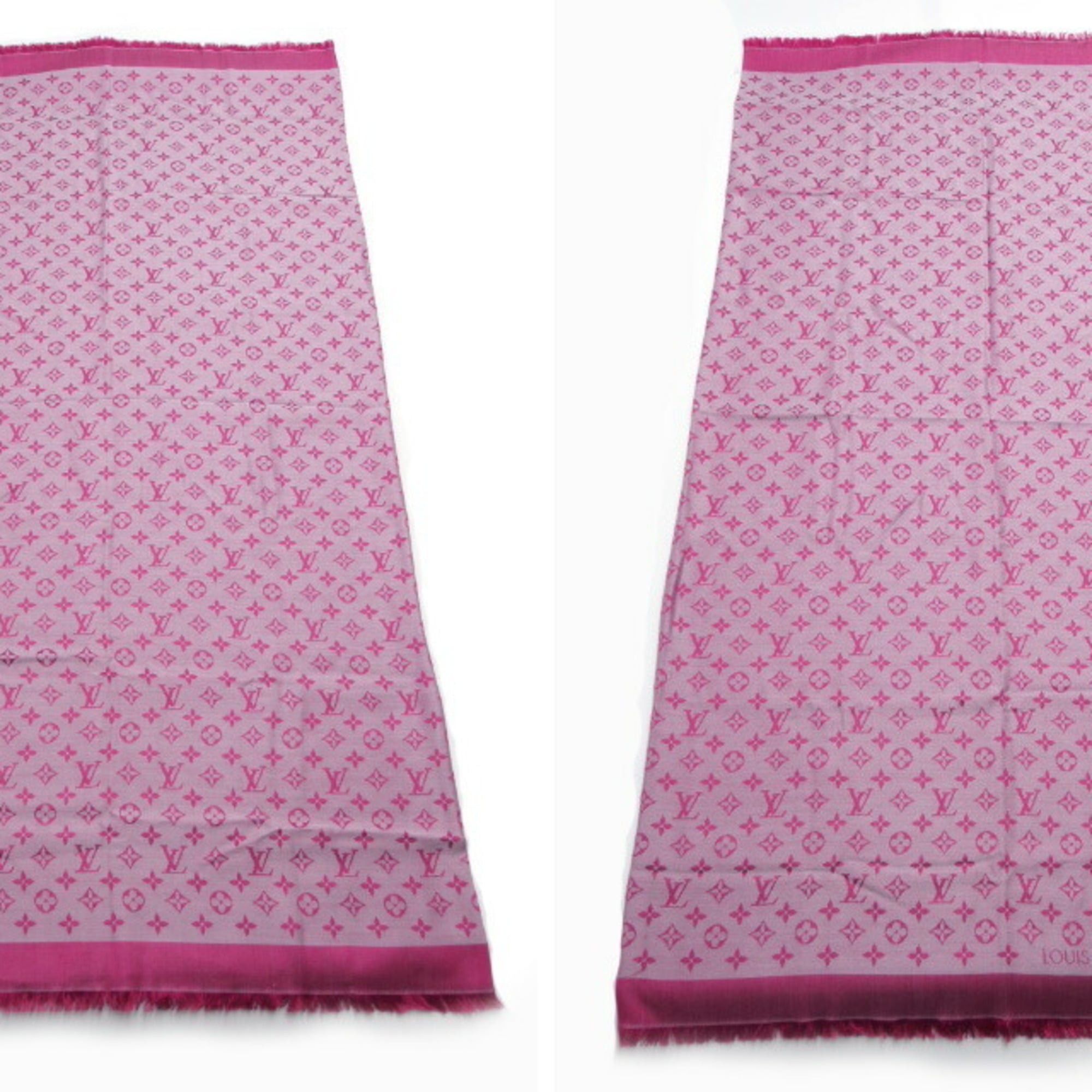 Louis Vuitton Louis Vuitton Monogram Pattern Shawl Scarf Pink M70273 Size ONE SIZE - 4 Thumbnail