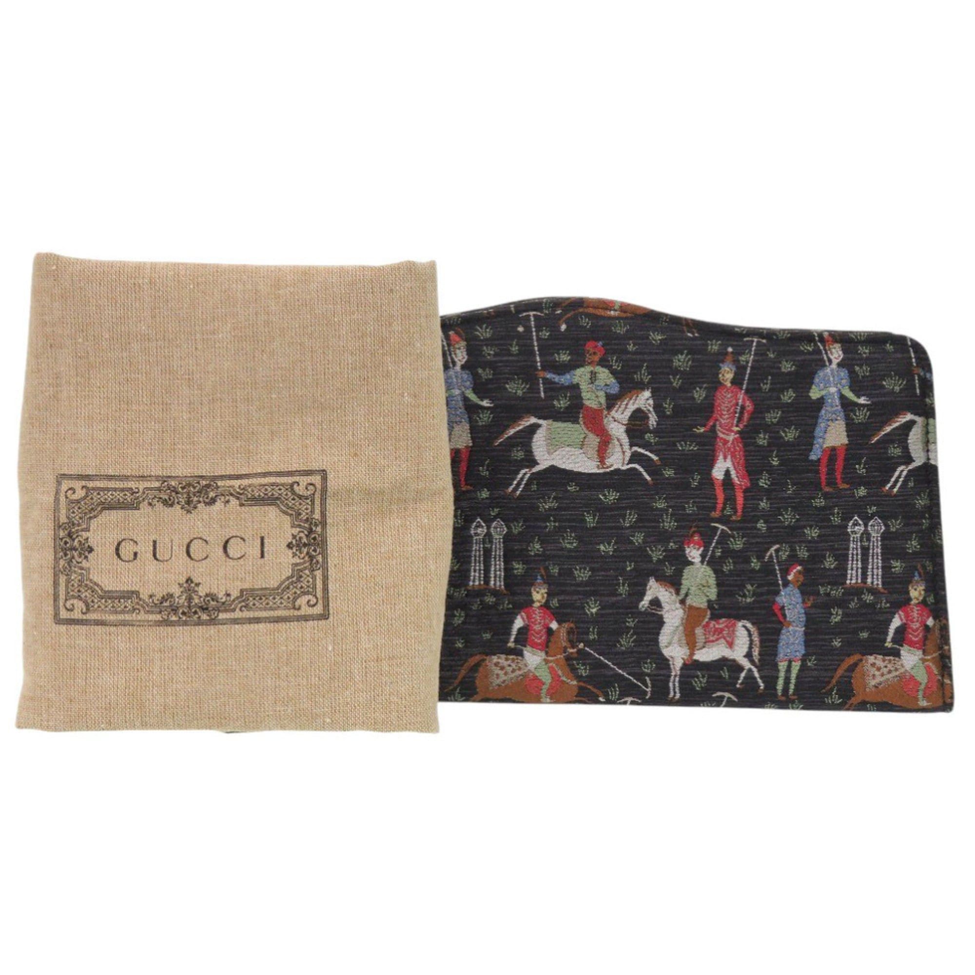Gucci Gucci Greta Garbo Collaboration Equestrian Print Canvas Black Clutch Bag 0960 Size ONE SIZE - 2 Thumbnail