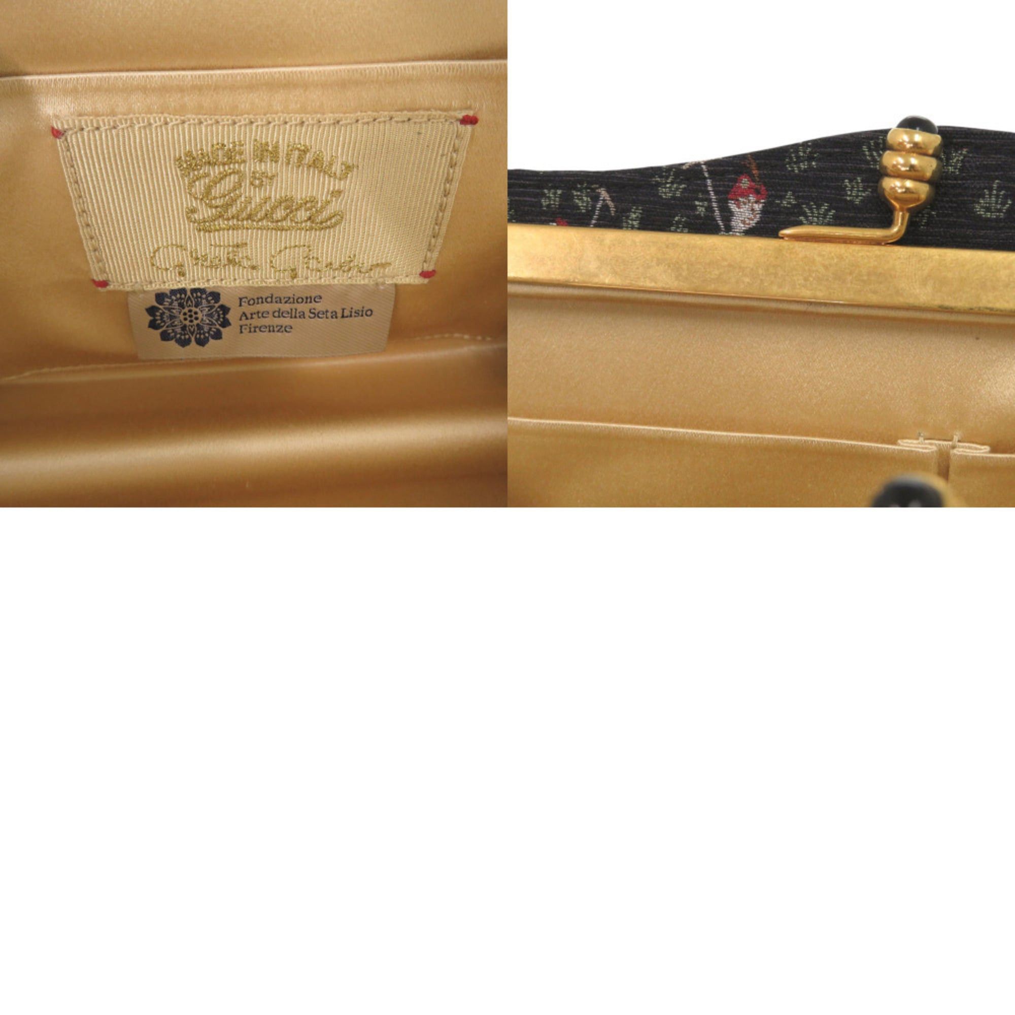 Gucci Gucci Greta Garbo Collaboration Equestrian Print Canvas Black Clutch Bag 0960 Size ONE SIZE - 8 Thumbnail