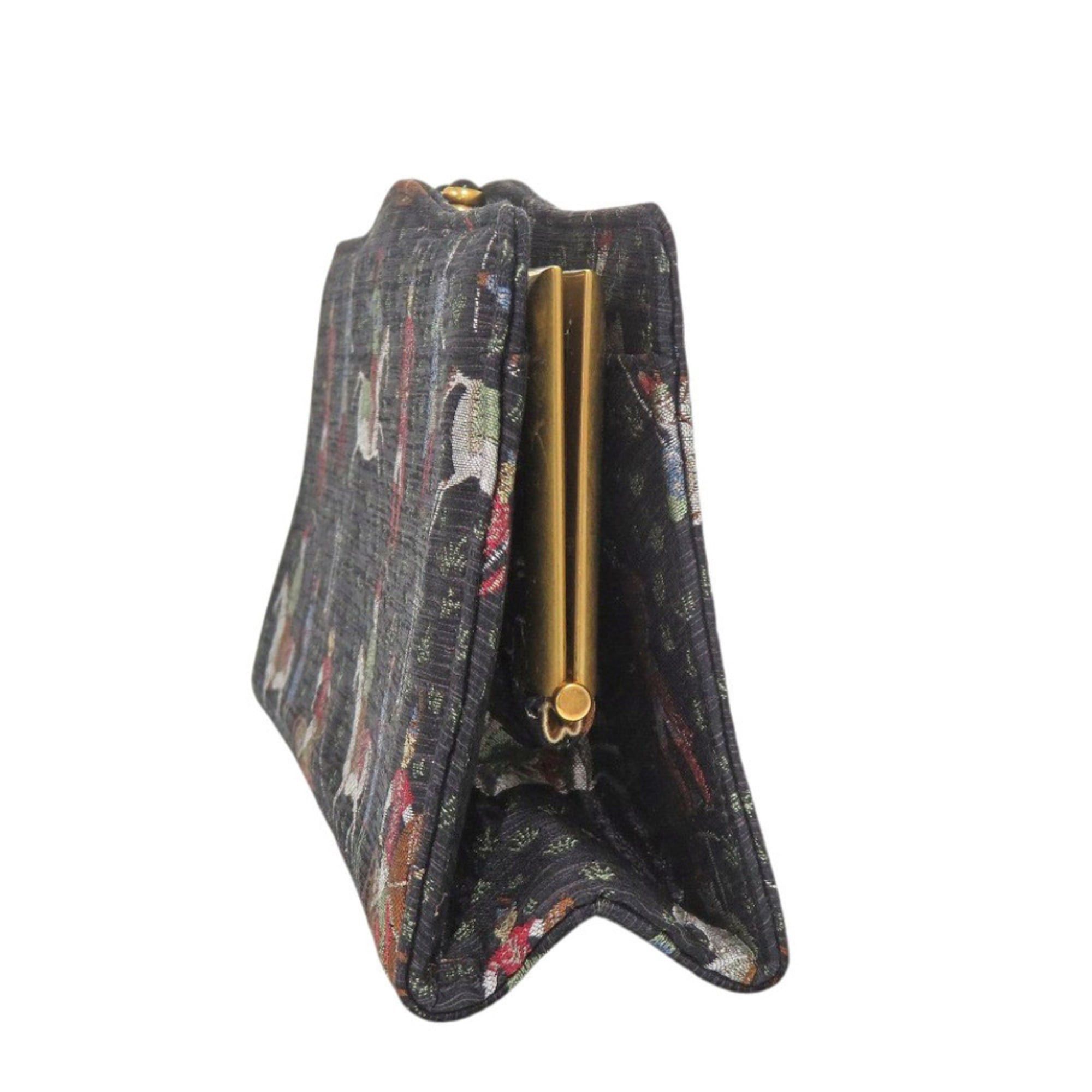 Gucci Gucci Greta Garbo Collaboration Equestrian Print Canvas Black Clutch Bag 0960 Size ONE SIZE - 6 Thumbnail