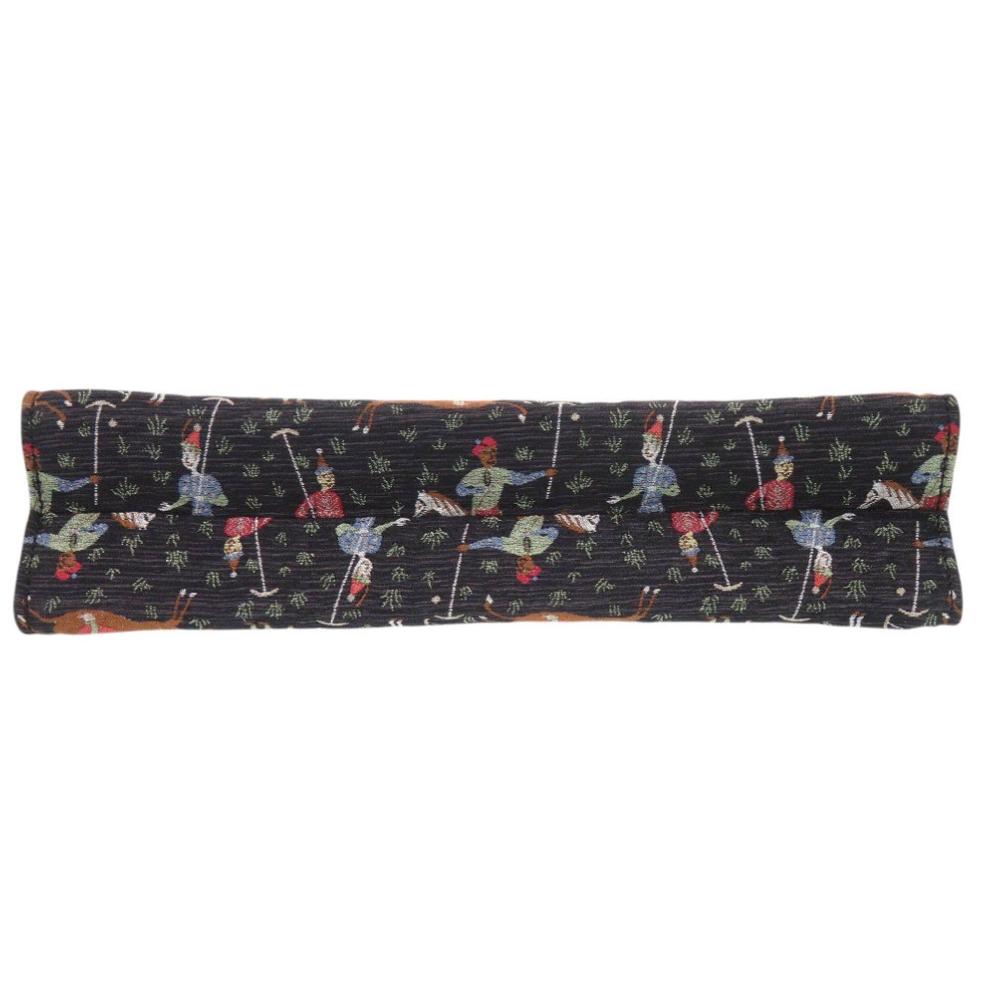 Gucci Gucci Greta Garbo Collaboration Equestrian Print Canvas Black Clutch Bag 0960 Size ONE SIZE - 7 Thumbnail