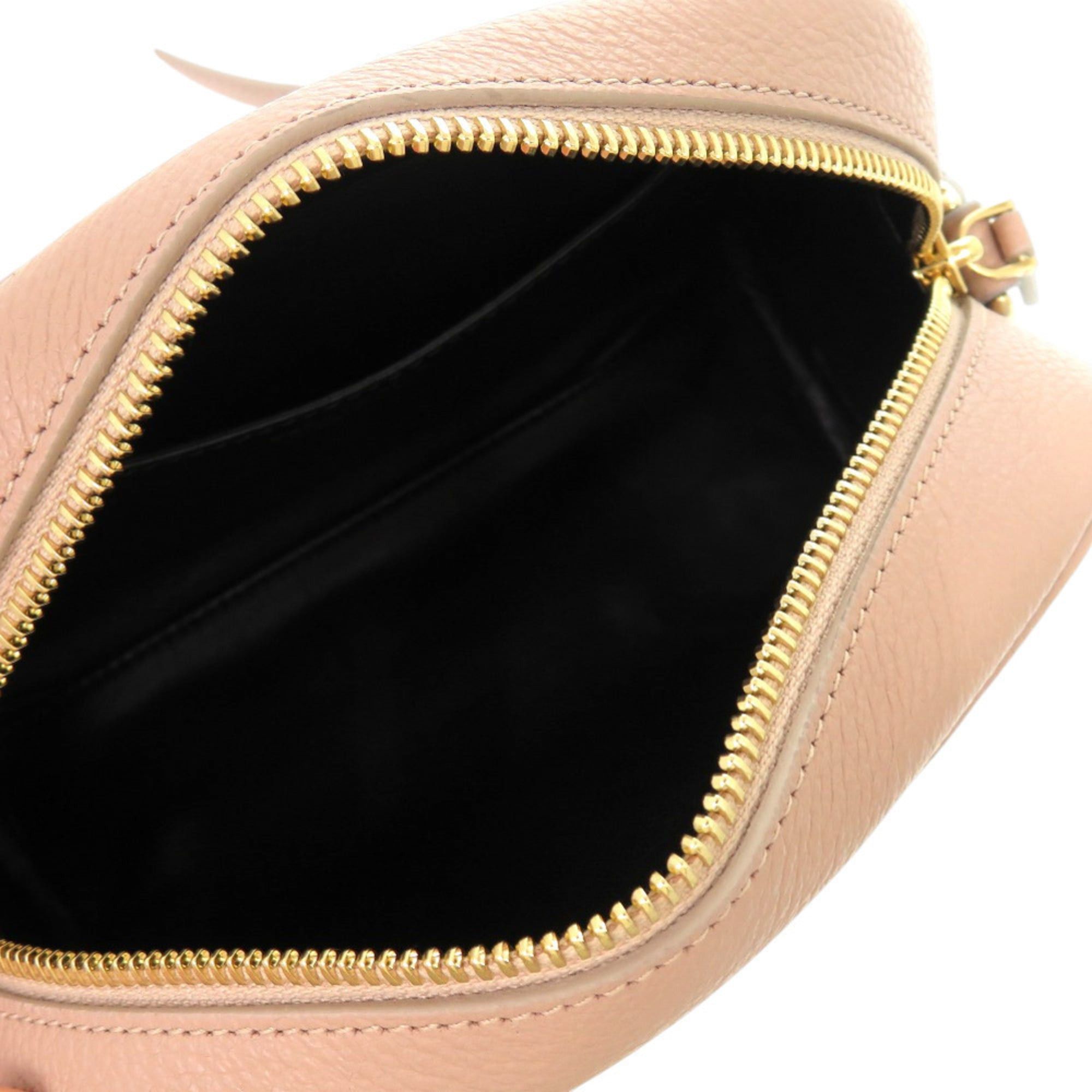 Salvatore Ferragamo Salvatore Ferragamo Gancini EE 21 8372 Leather Shoulder Bag in Pink Beige with Gold Hardware (Product Code: 0927) Size ONE SIZE - 6 Thumbnail
