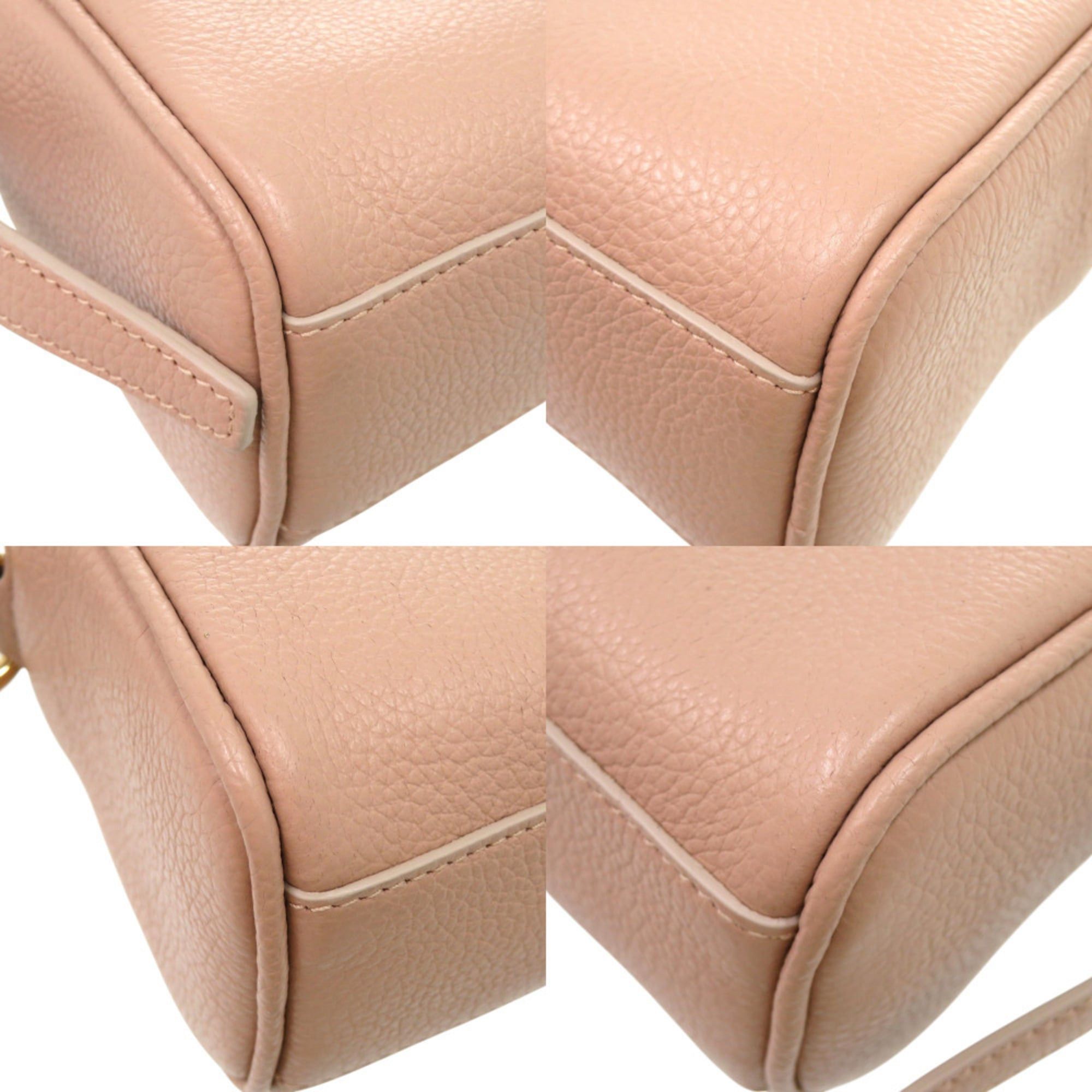 Salvatore Ferragamo Salvatore Ferragamo Gancini EE 21 8372 Leather Shoulder Bag in Pink Beige with Gold Hardware (Product Code: 0927) Size ONE SIZE - 4 Thumbnail