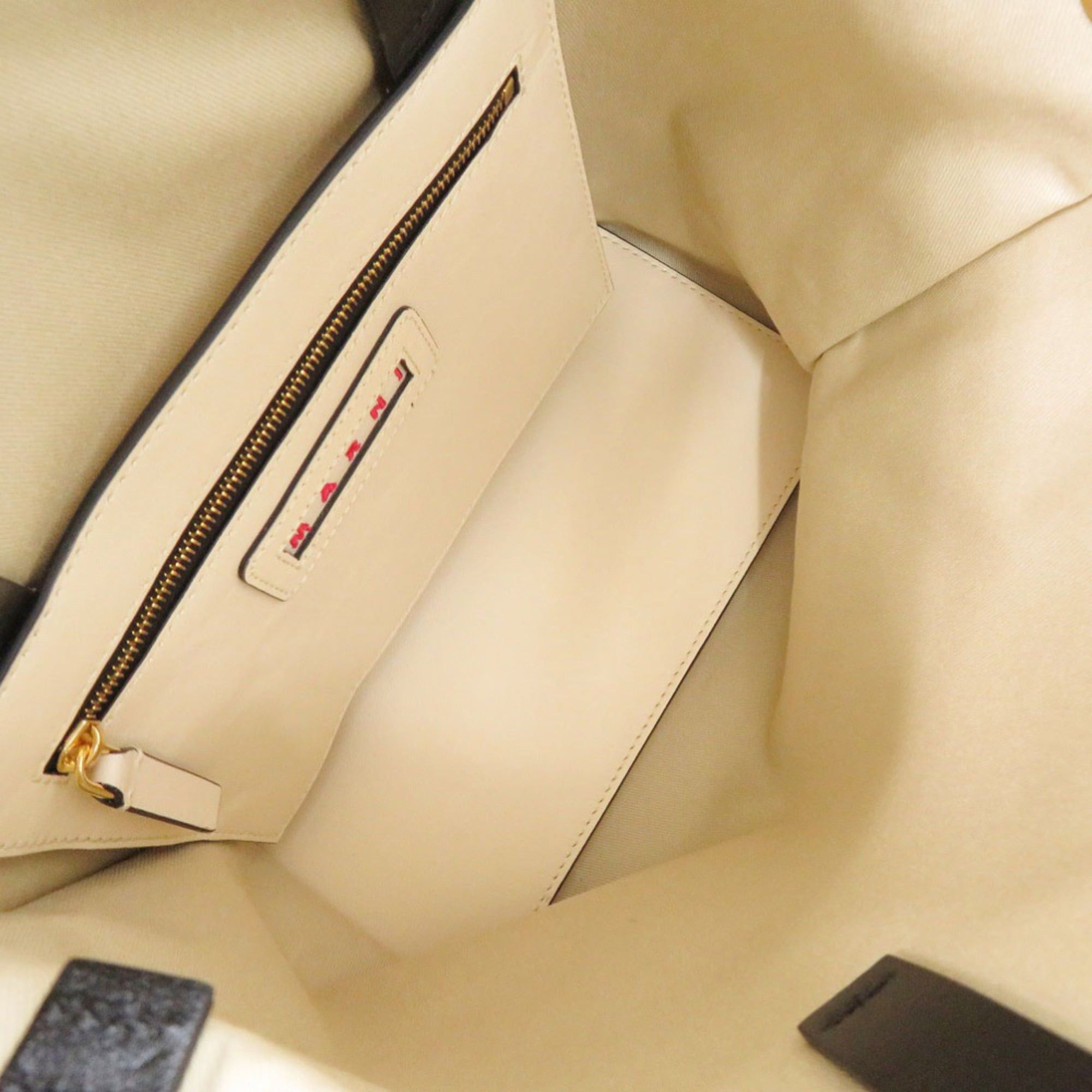 Marni Marni 2-Way Museo Leather Tote Bag in Beige/Purple (1703) Size ONE SIZE - 6 Thumbnail