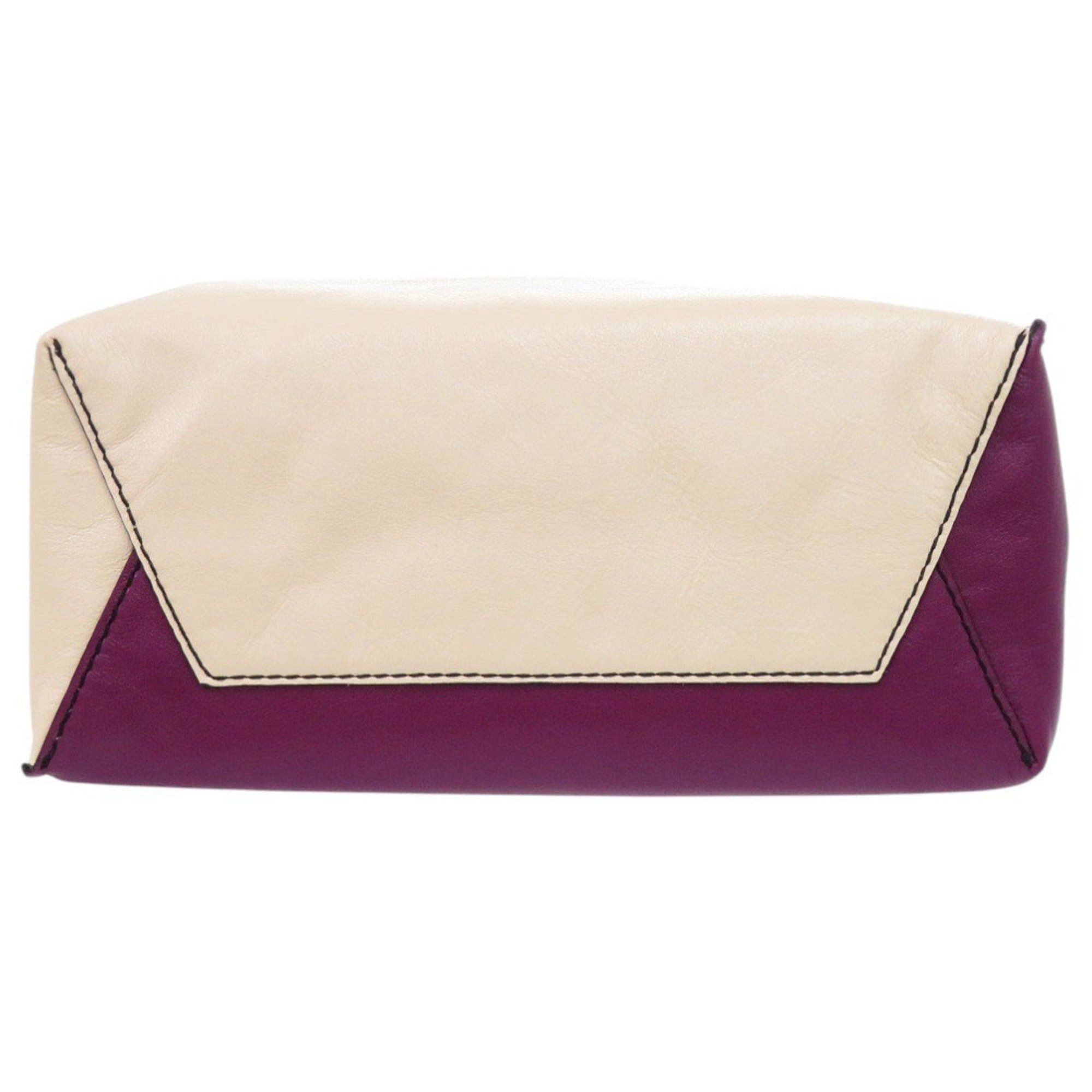 Marni Marni 2-Way Museo Leather Tote Bag in Beige/Purple (1703) Size ONE SIZE - 4 Thumbnail