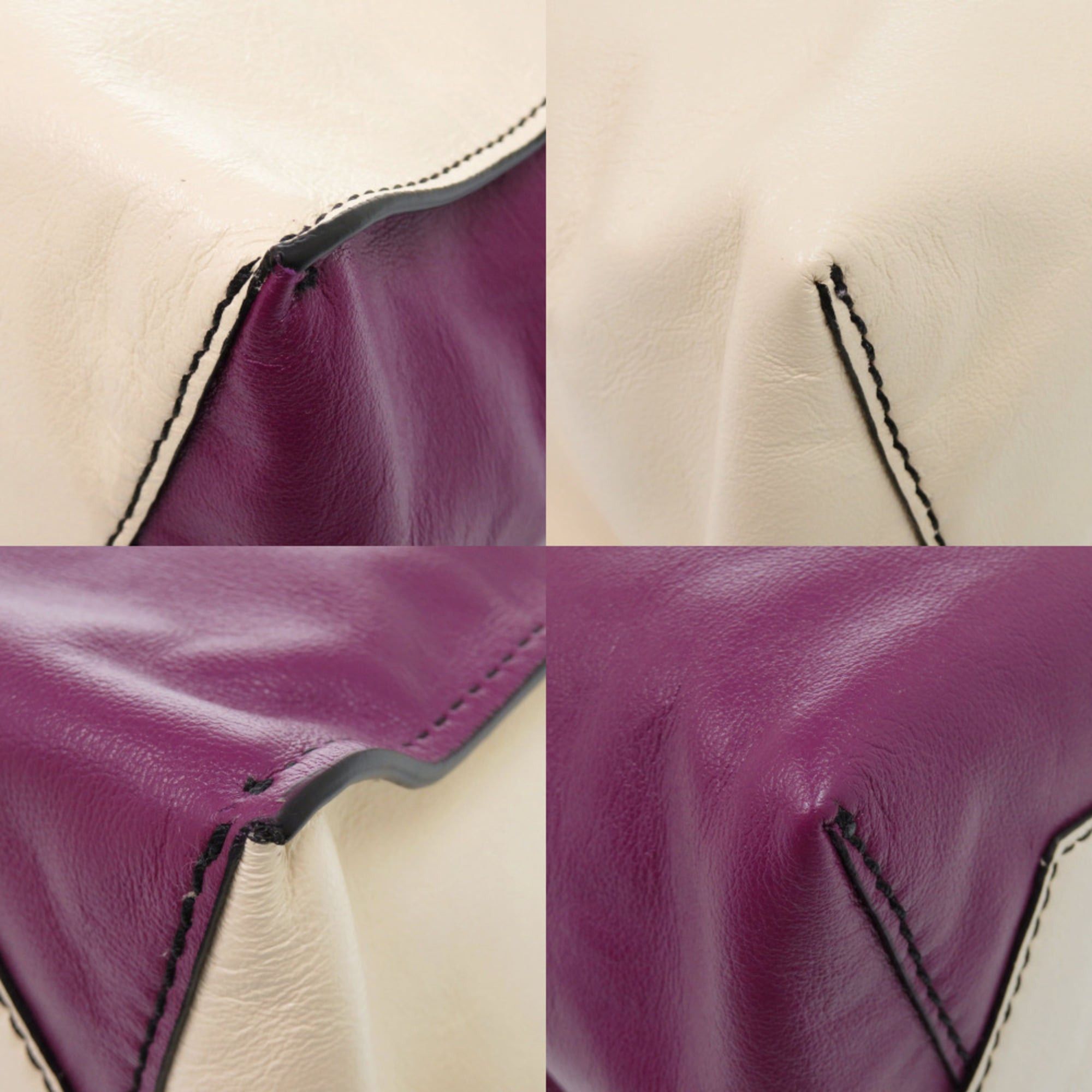 Marni Marni 2-Way Museo Leather Tote Bag in Beige/Purple (1703) Size ONE SIZE - 5 Thumbnail