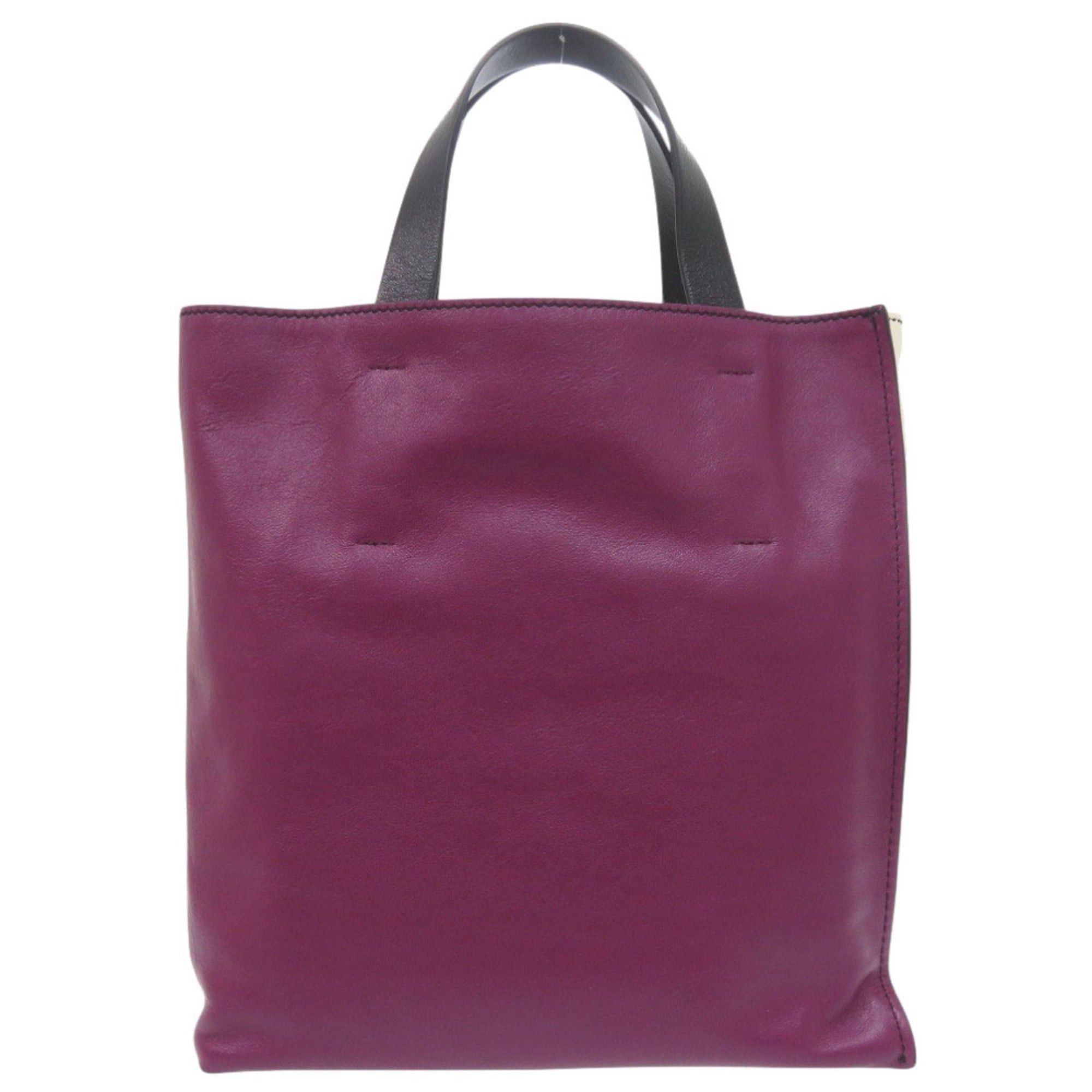 Marni Marni 2-Way Museo Leather Tote Bag in Beige/Purple (1703) Size ONE SIZE - 3 Thumbnail