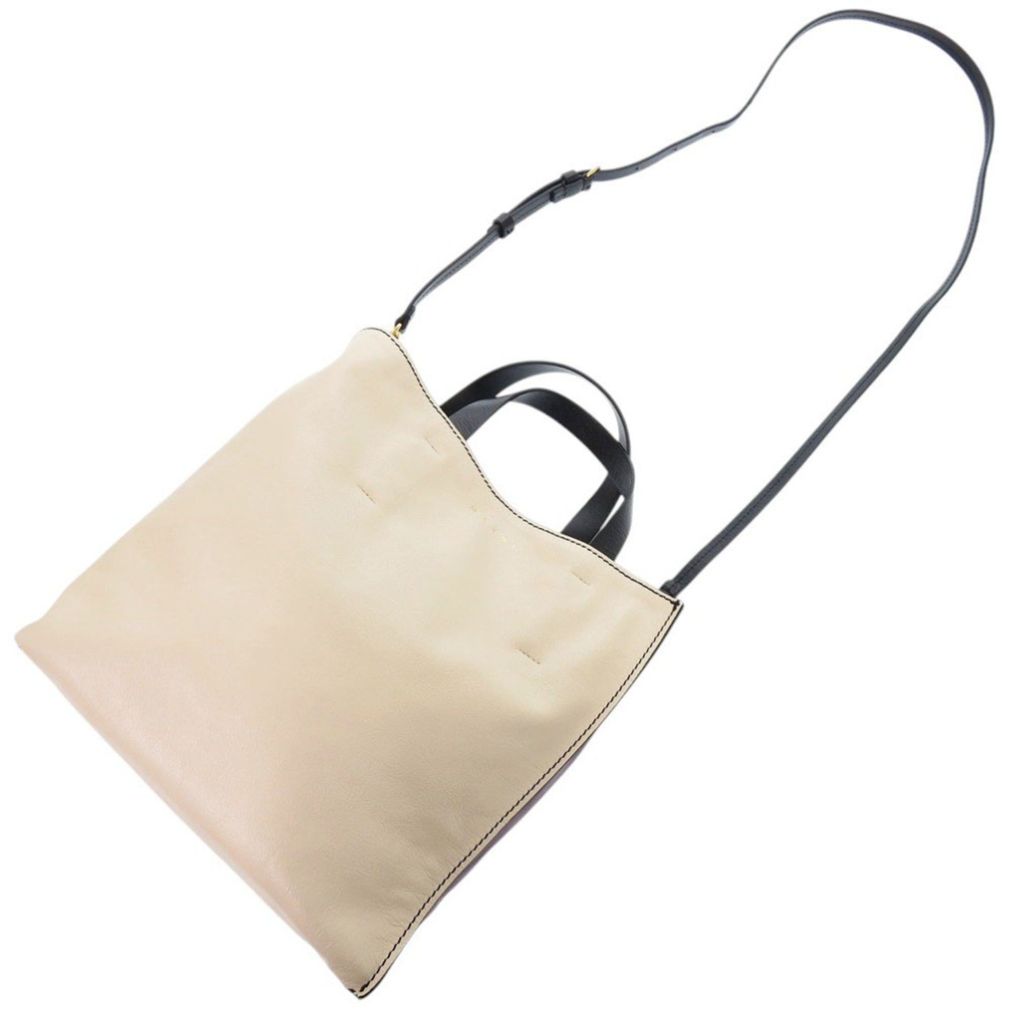 Marni Marni 2-Way Museo Leather Tote Bag in Beige/Purple (1703) Size ONE SIZE - 8 Thumbnail