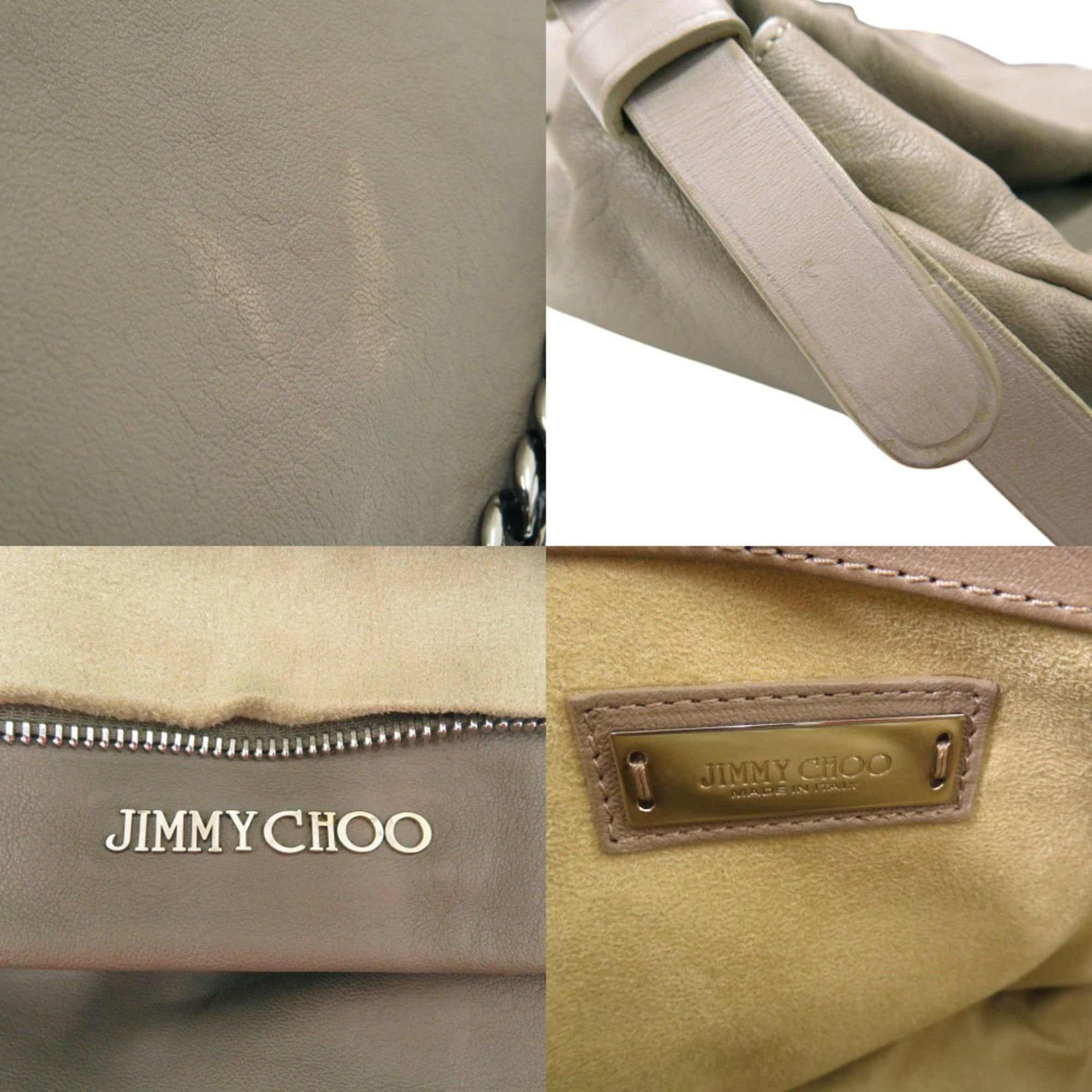 Jimmy Choo Jimmy Choo Chain Shoulder Bag Biker Leather Gray 1492 Size ONE SIZE - 10 Thumbnail