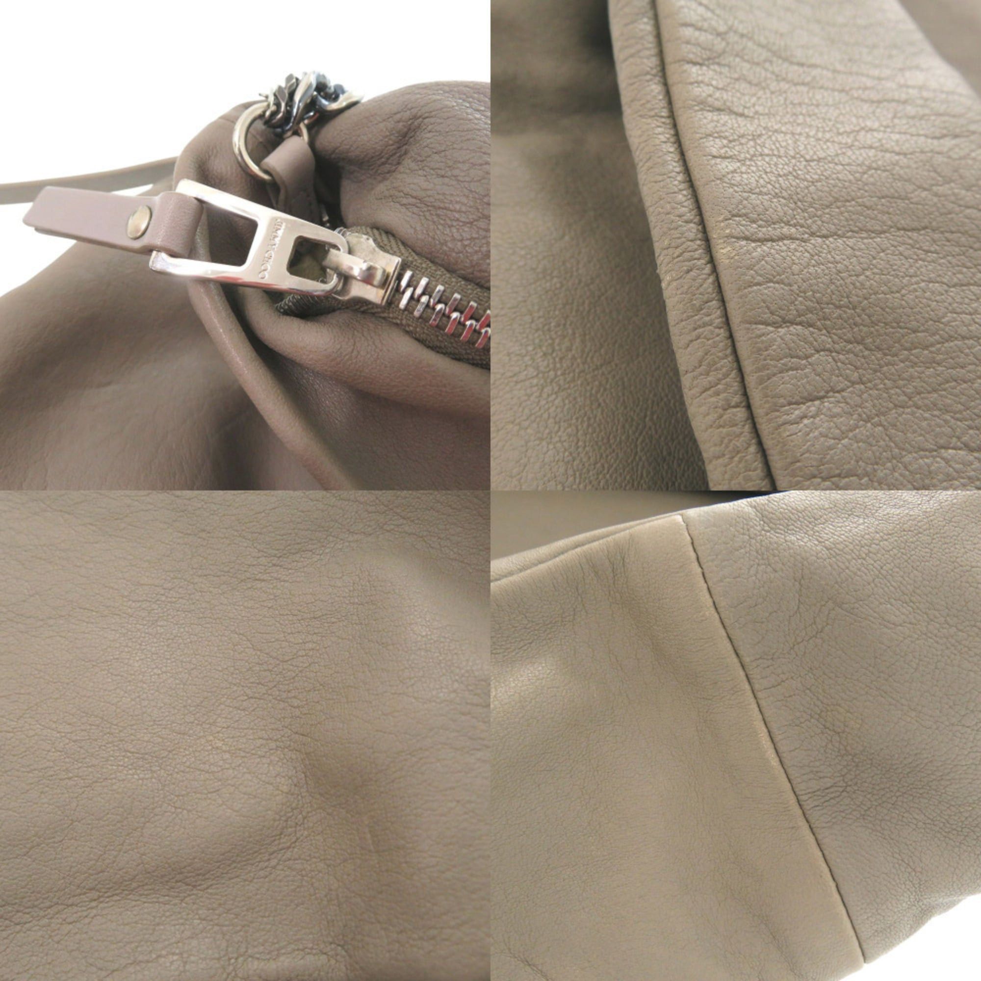 Jimmy Choo Jimmy Choo Chain Shoulder Bag Biker Leather Gray 1492 Size ONE SIZE - 9 Thumbnail