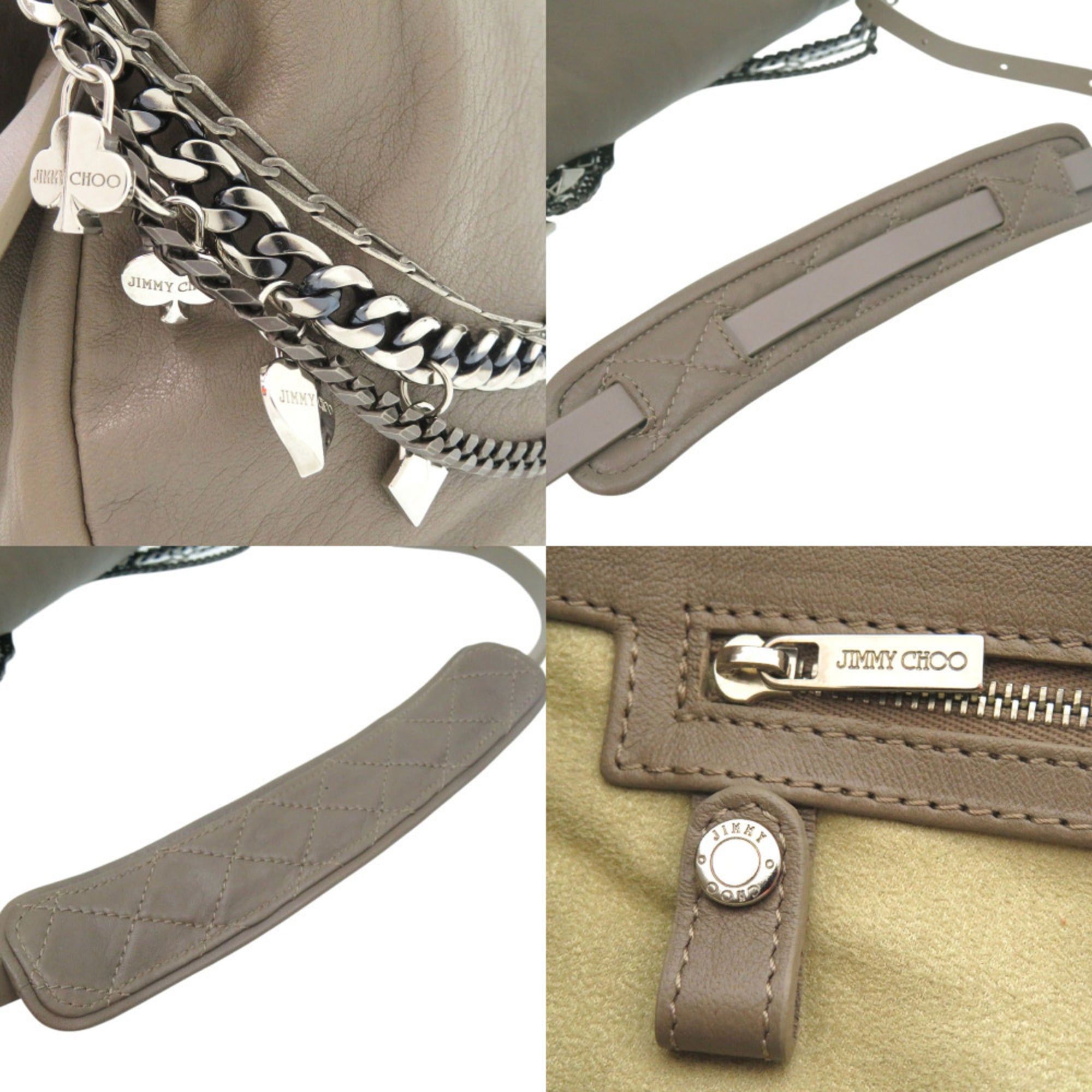 Jimmy Choo Jimmy Choo Chain Shoulder Bag Biker Leather Gray 1492 Size ONE SIZE - 8 Thumbnail