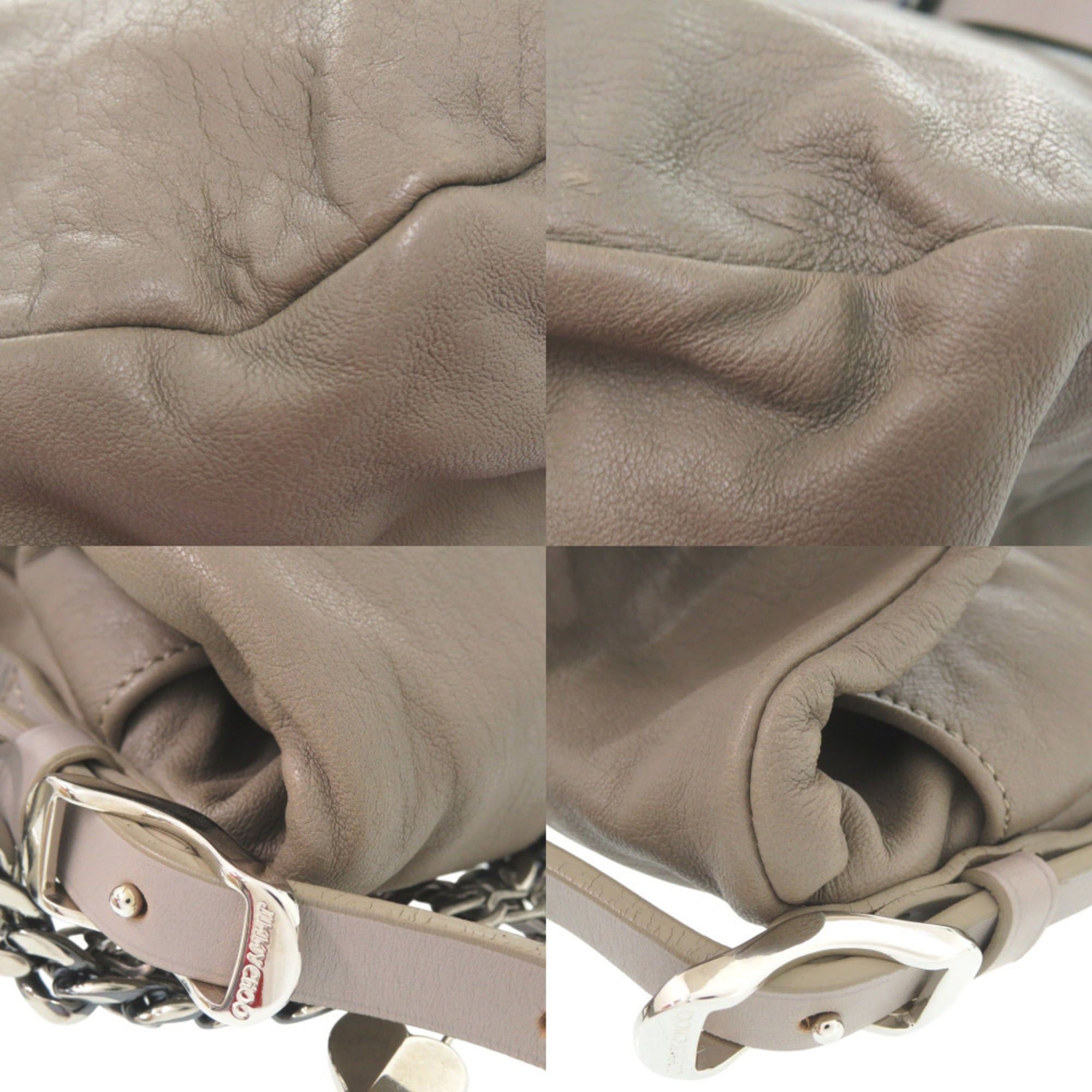 Jimmy Choo Jimmy Choo Chain Shoulder Bag Biker Leather Gray 1492 Size ONE SIZE - 7 Thumbnail