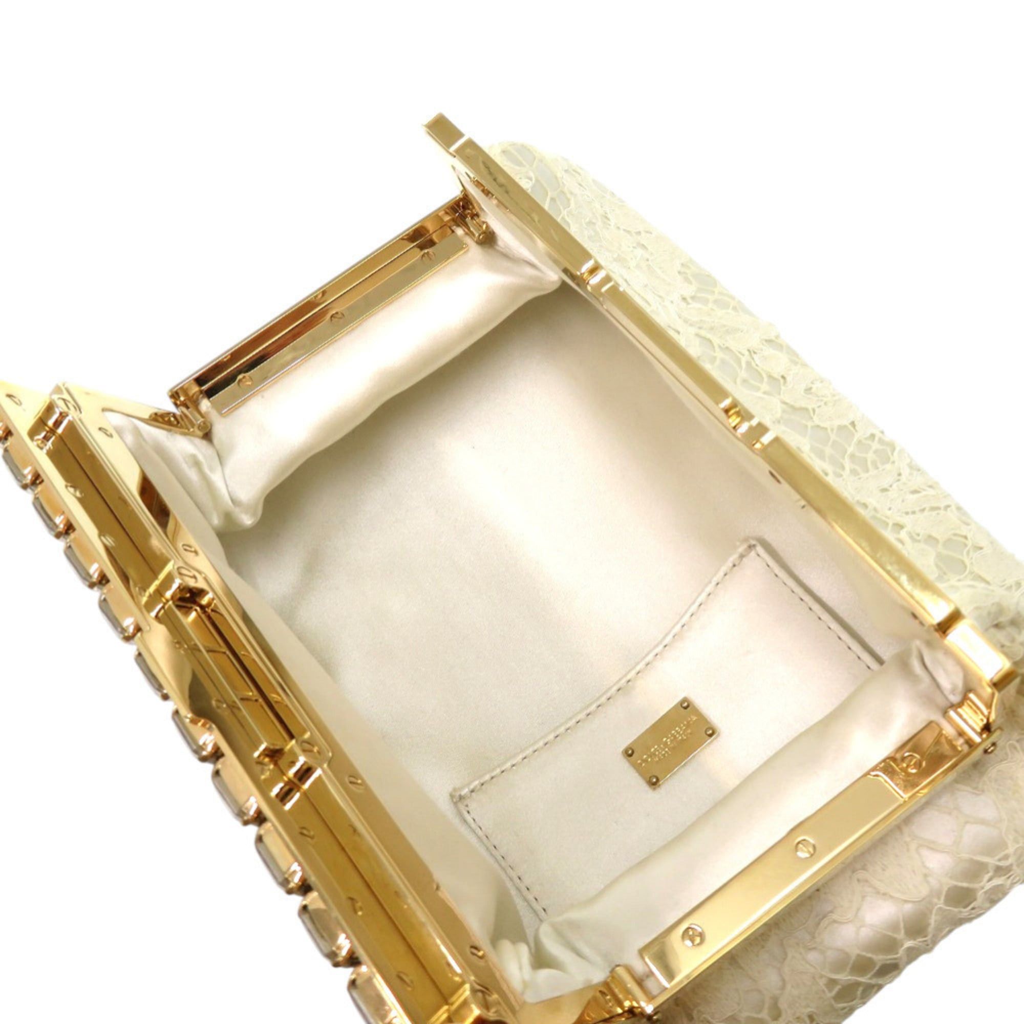 Dolce & Gabbana Dolce & Gabbana Lace, Metal, Mouton, Off-White Clutch Bag 1846 Size ONE SIZE - 4 Thumbnail