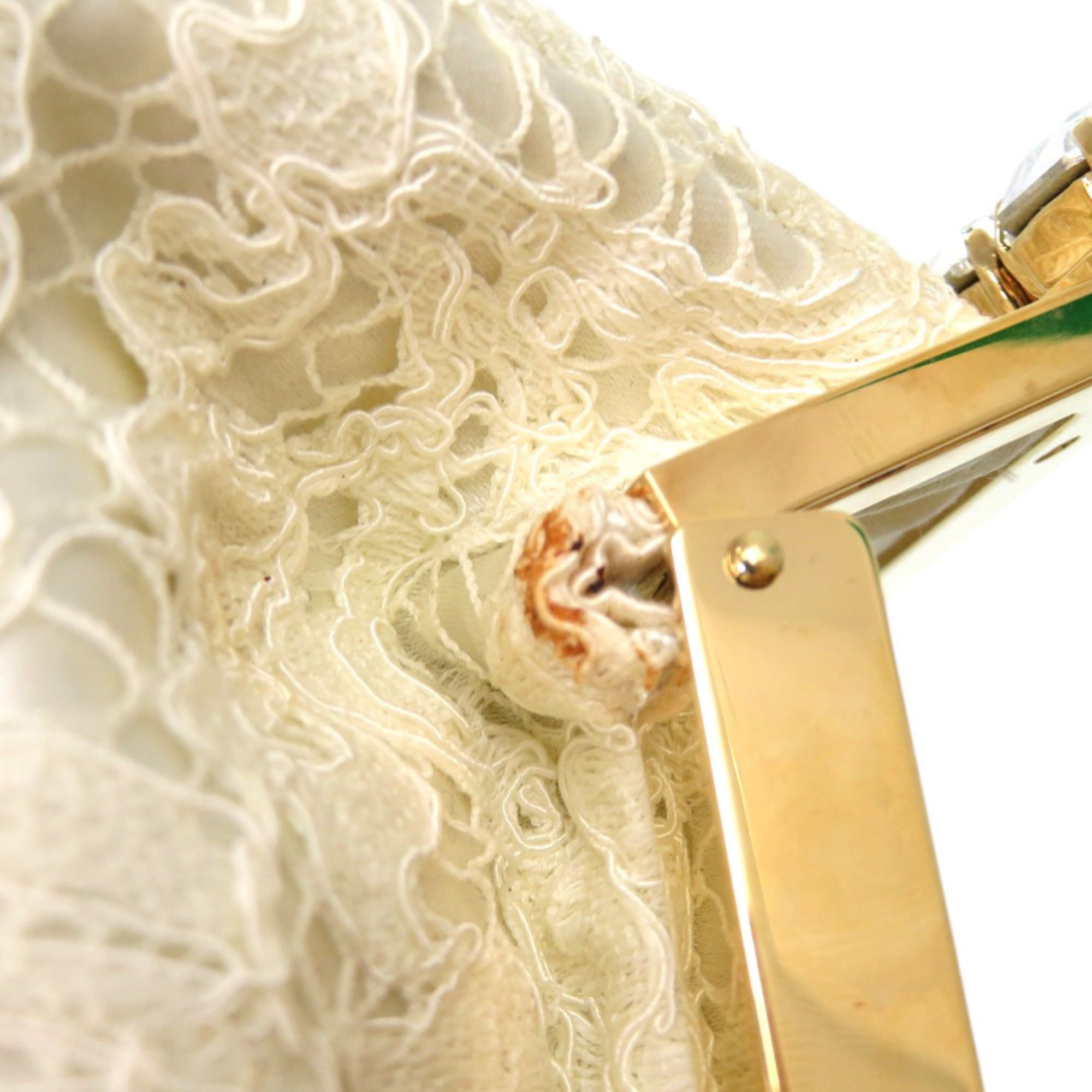Dolce & Gabbana Dolce & Gabbana Lace, Metal, Mouton, Off-White Clutch Bag 1846 Size ONE SIZE - 8 Thumbnail