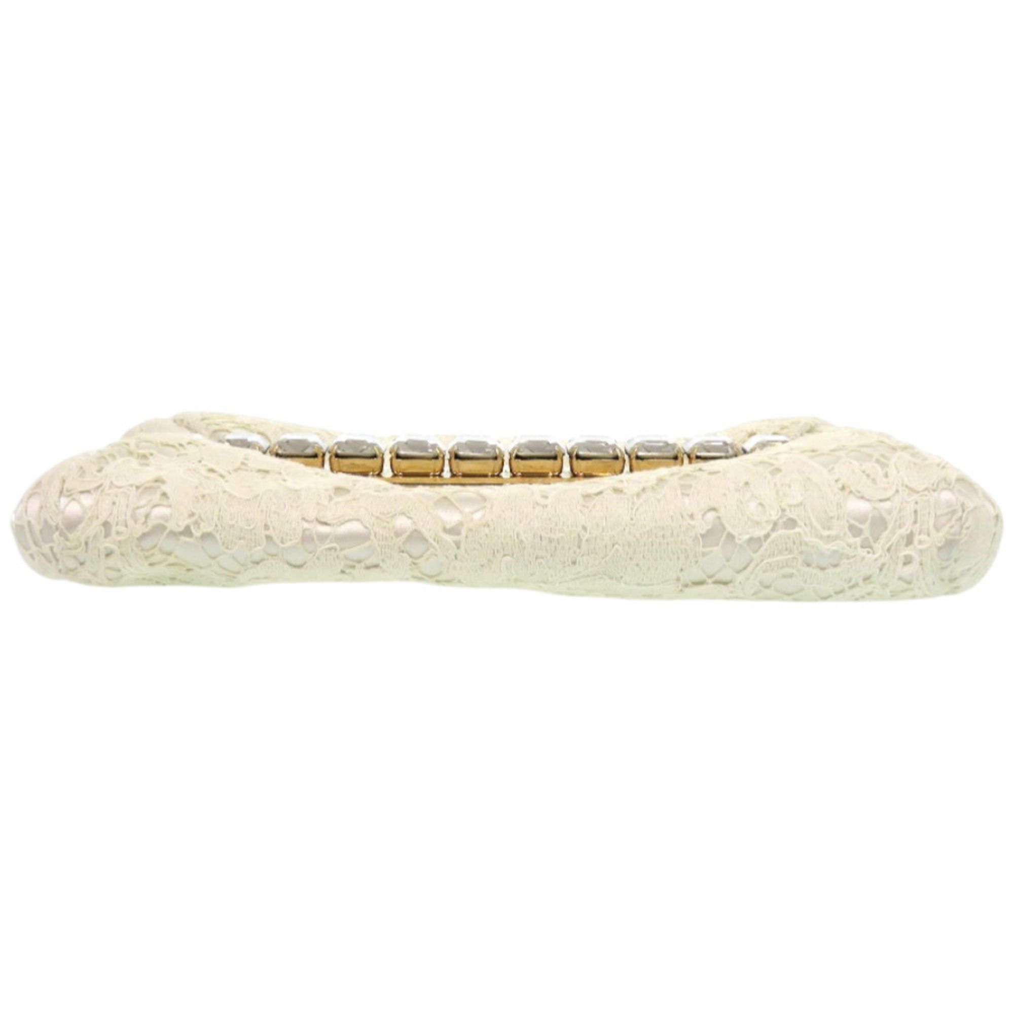 Dolce & Gabbana Dolce & Gabbana Lace, Metal, Mouton, Off-White Clutch Bag 1846 Size ONE SIZE - 3 Thumbnail
