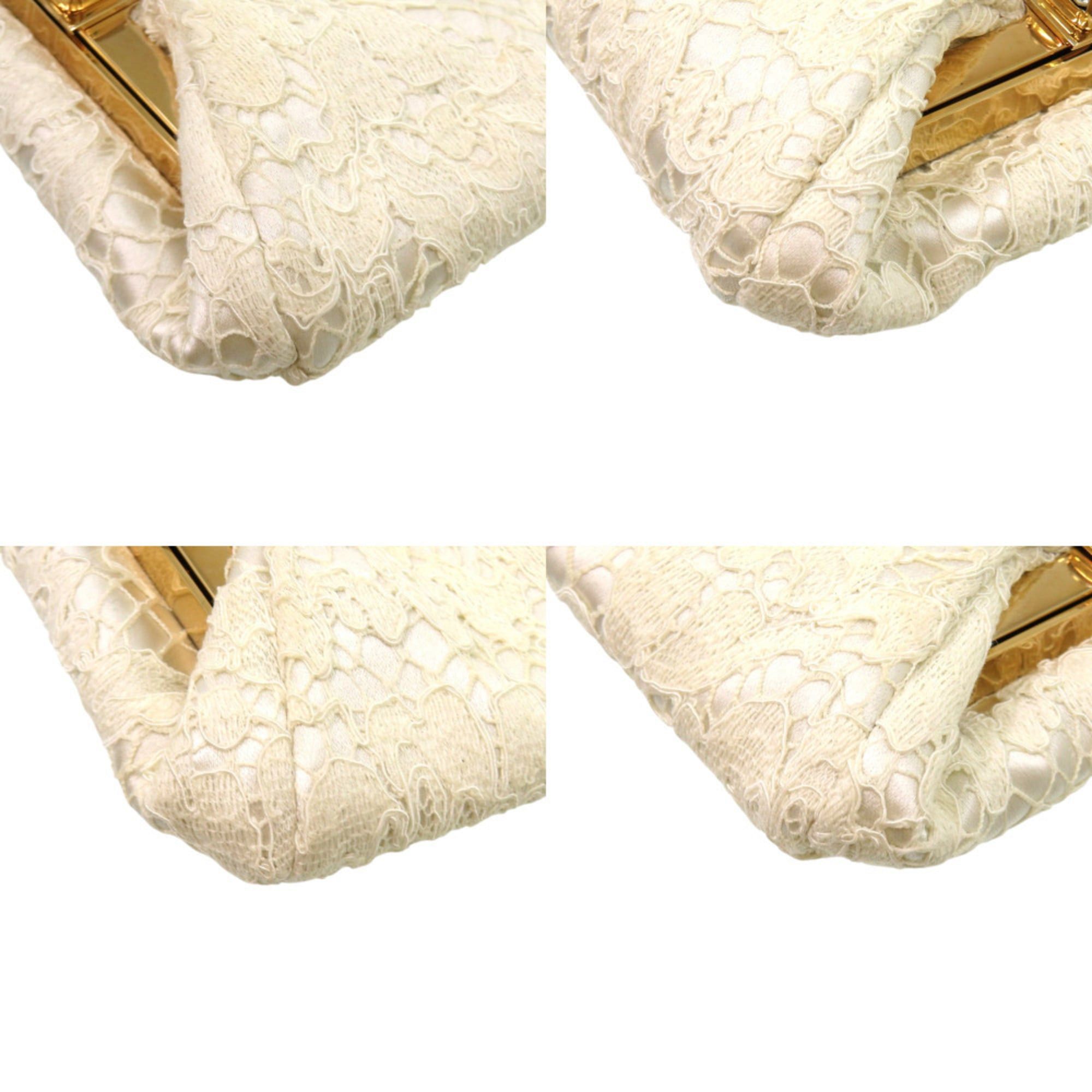 Dolce & Gabbana Dolce & Gabbana Lace, Metal, Mouton, Off-White Clutch Bag 1846 Size ONE SIZE - 9 Thumbnail