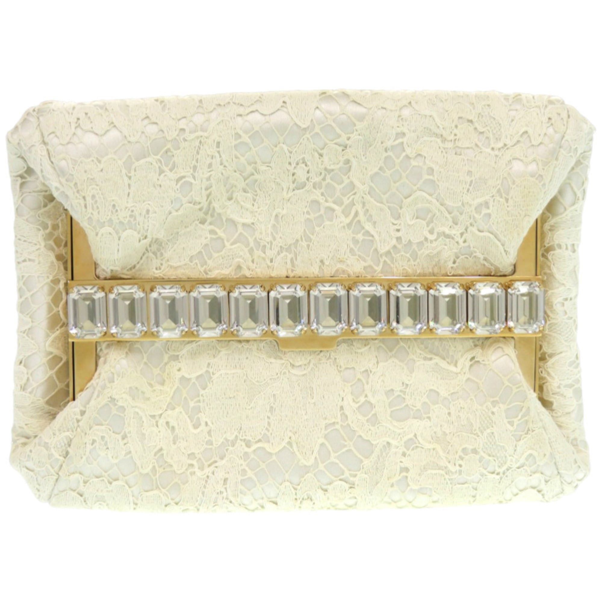 Dolce & Gabbana Dolce & Gabbana Lace, Metal, Mouton, Off-White Clutch Bag 1846 Size ONE SIZE - 2 Thumbnail