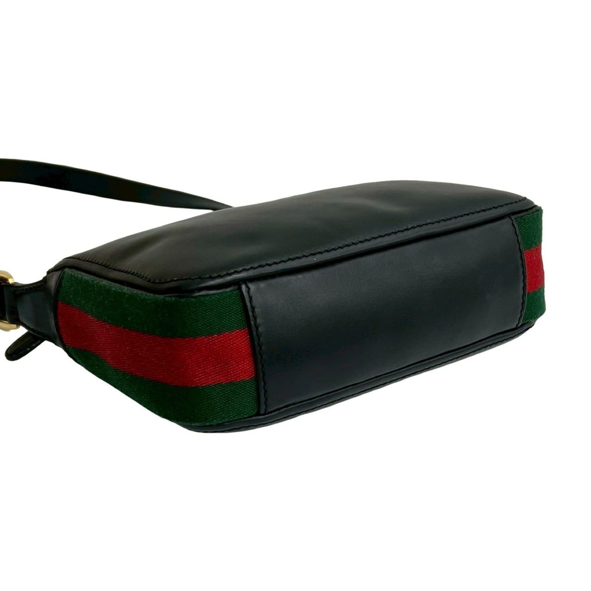 Gucci GUCCI Old Gucci Sherry Line Leather Shoulder Bag Pochette Sacoche Black 33191 Size ONE SIZE - 7 Thumbnail