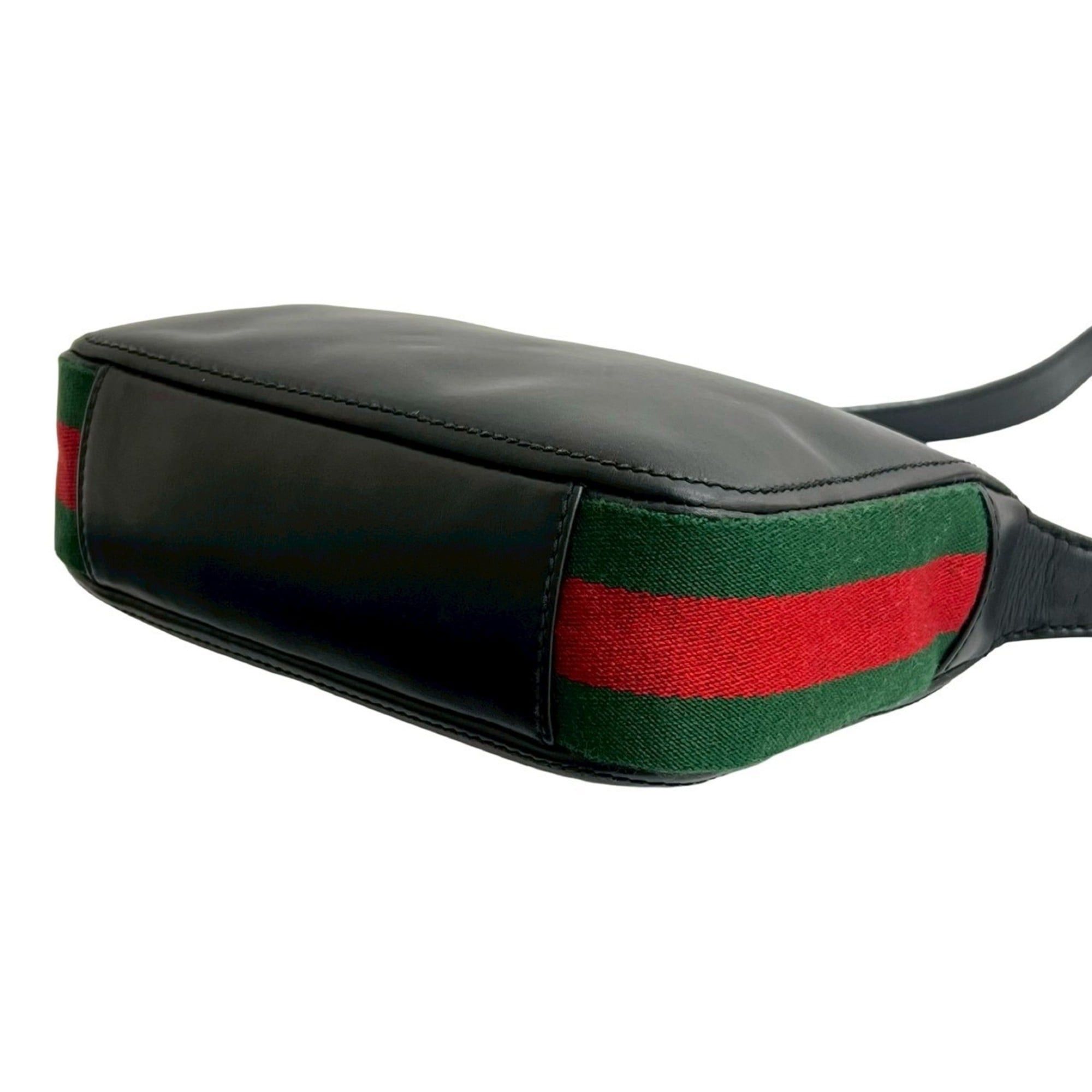 Gucci GUCCI Old Gucci Sherry Line Leather Shoulder Bag Pochette Sacoche Black 33191 Size ONE SIZE - 8 Thumbnail