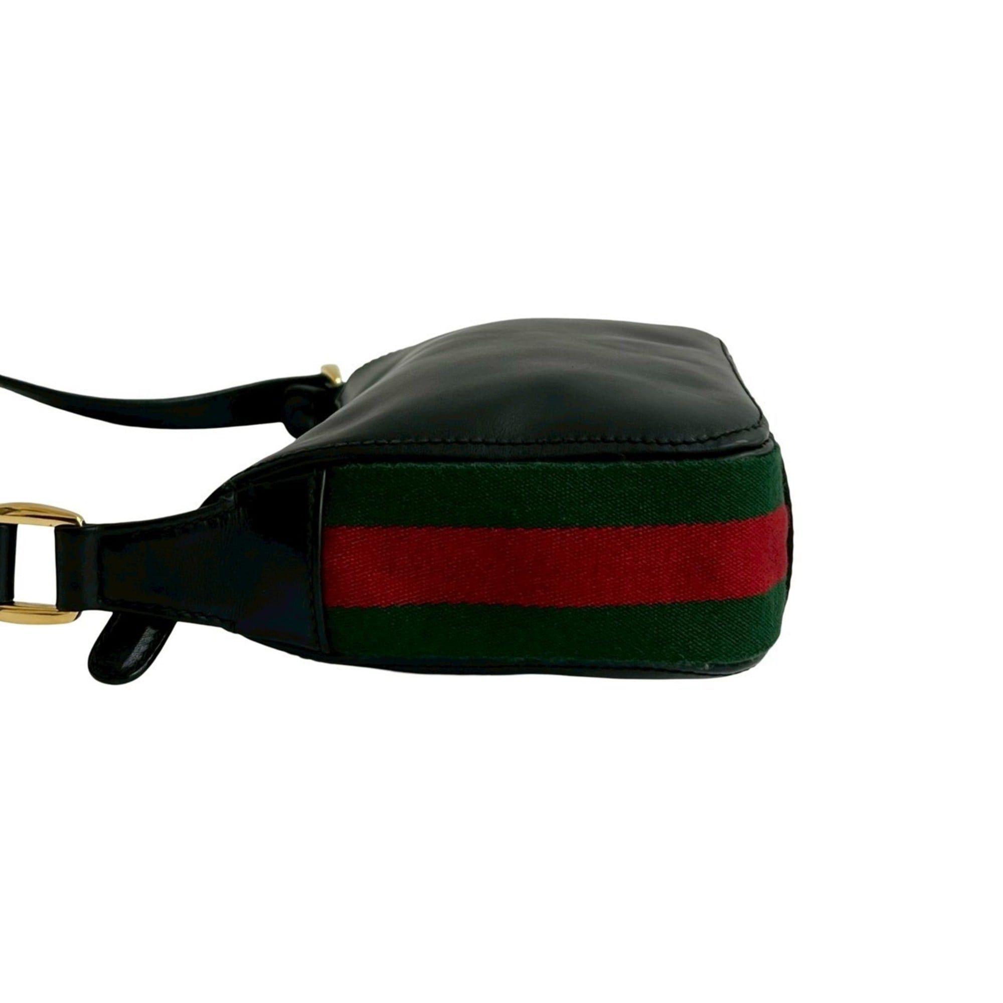 Gucci GUCCI Old Gucci Sherry Line Leather Shoulder Bag Pochette Sacoche Black 33191 Size ONE SIZE - 5 Thumbnail