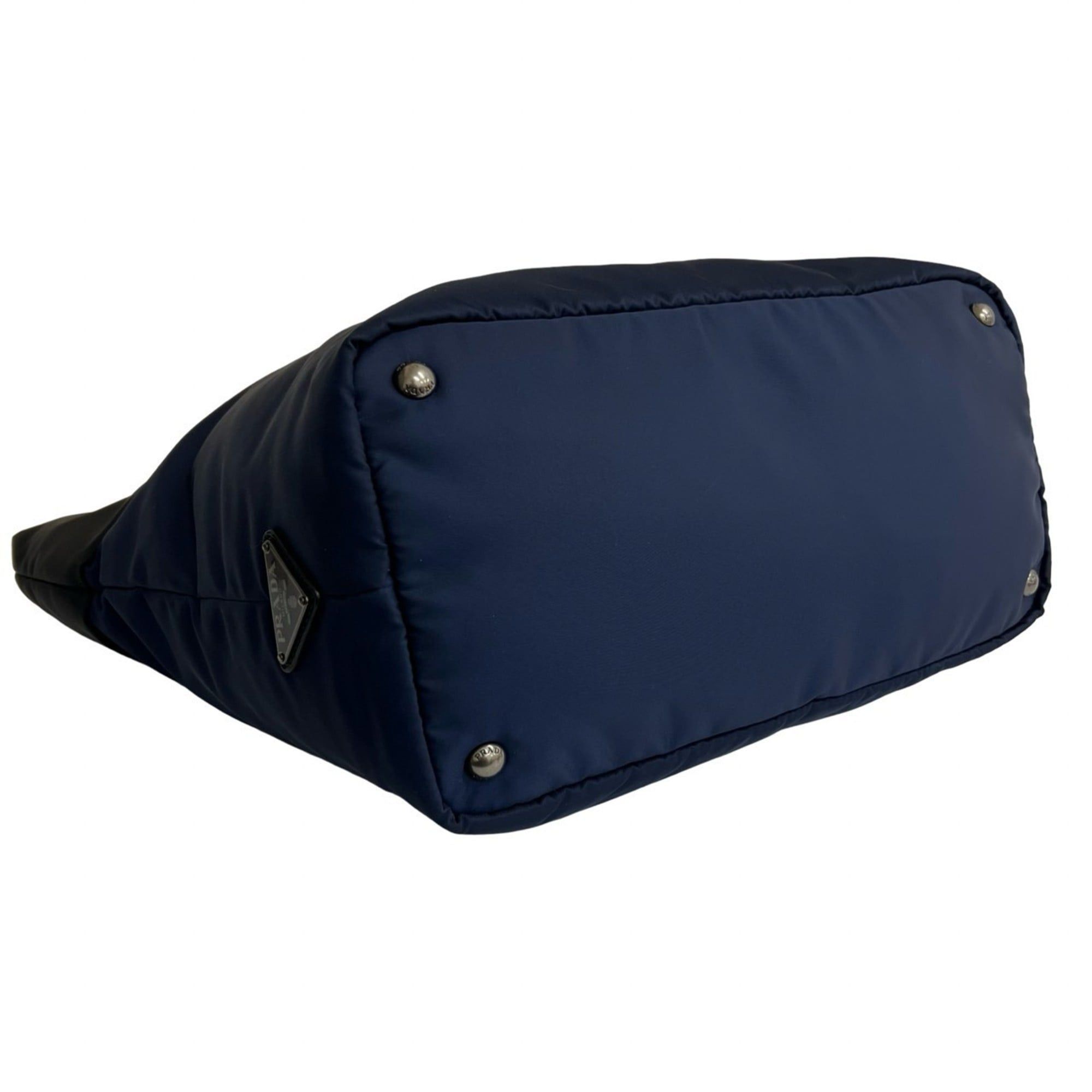 Prada PRADA Tessuto Nylon Leather 2-way Handbag Tote Bag Shoulder Black Navy 954-5 Size ONE SIZE - 7 Thumbnail