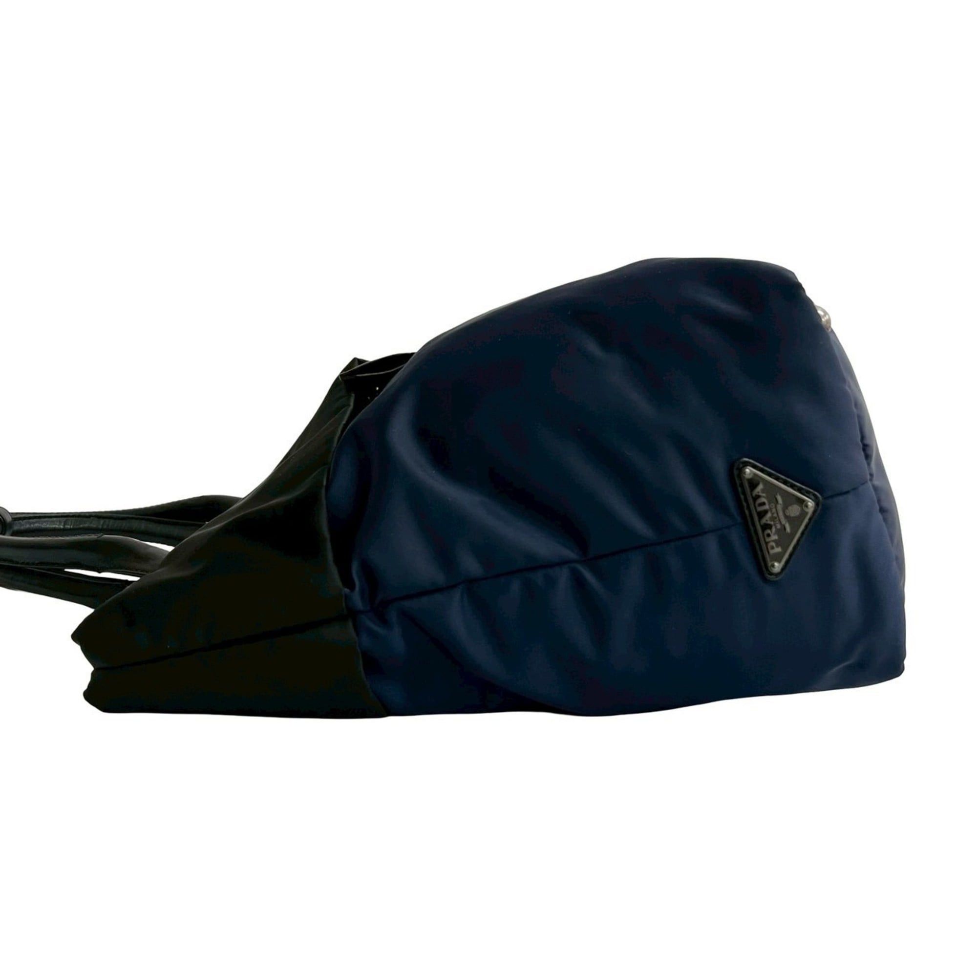 Prada PRADA Tessuto Nylon Leather 2-way Handbag Tote Bag Shoulder Black Navy 954-5 Size ONE SIZE - 5 Thumbnail