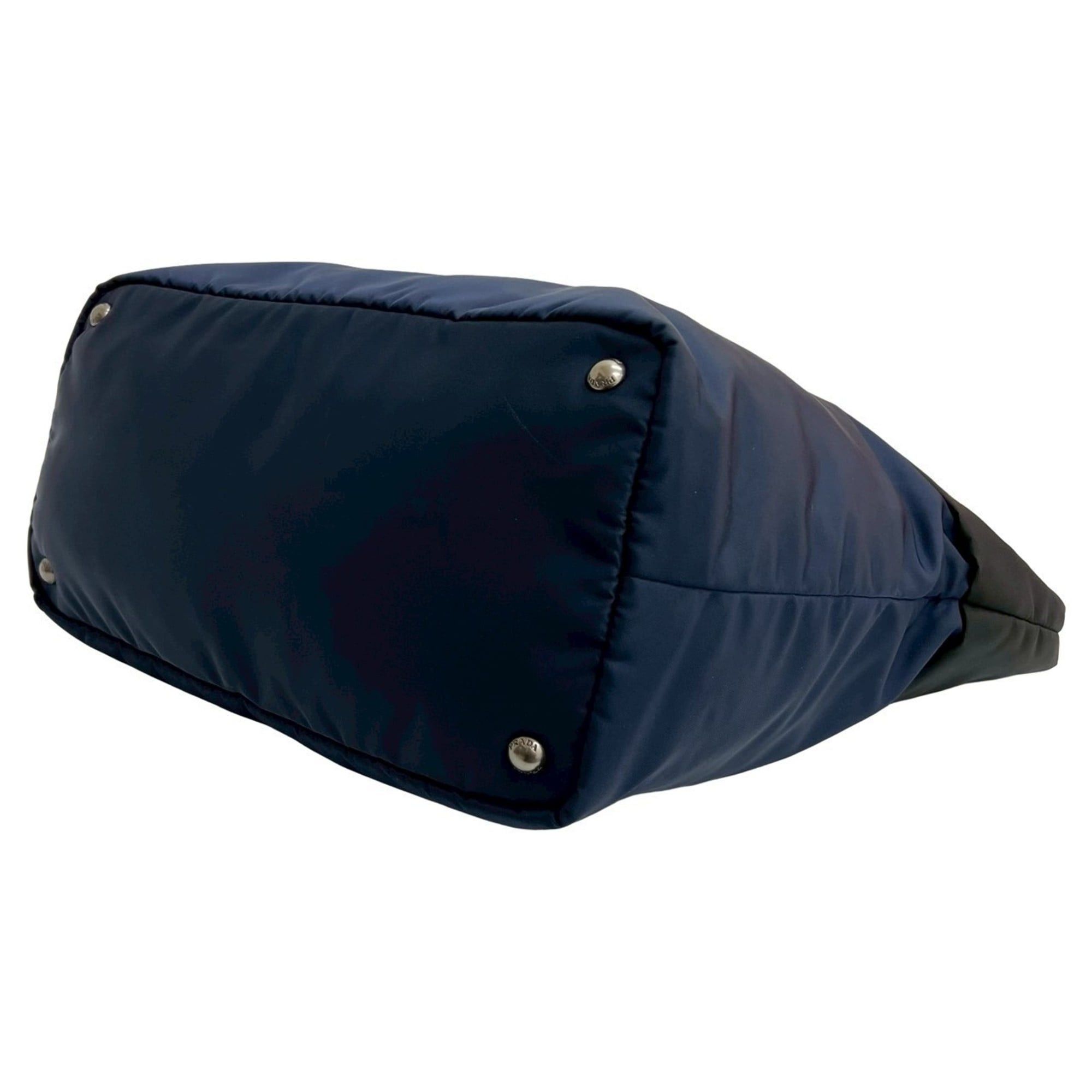 Prada PRADA Tessuto Nylon Leather 2-way Handbag Tote Bag Shoulder Black Navy 954-5 Size ONE SIZE - 8 Thumbnail