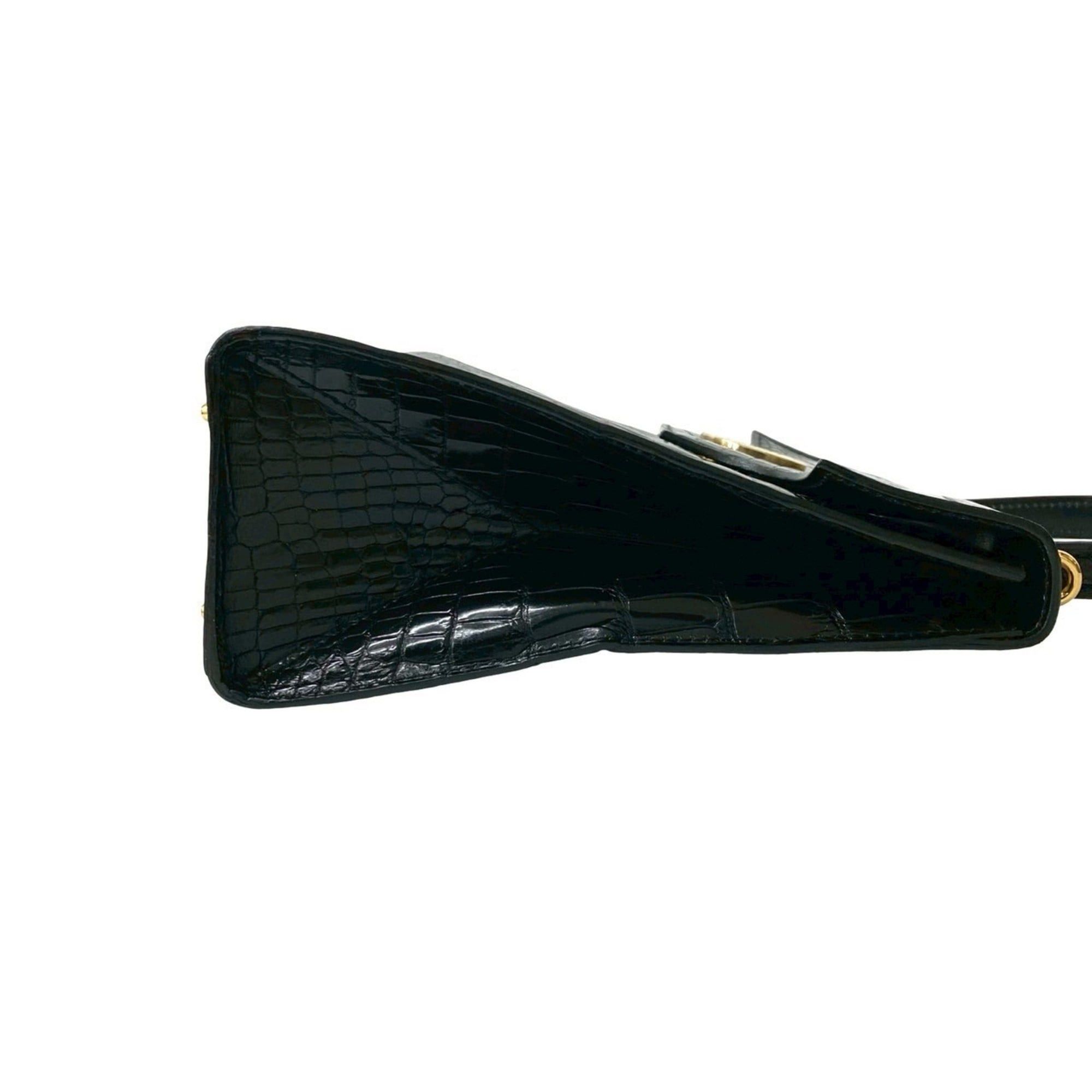 Celine CELINE Double Circle Logo Leather 2-Way Handbag Shoulder Bag Black 15208 Size ONE SIZE - 6 Thumbnail