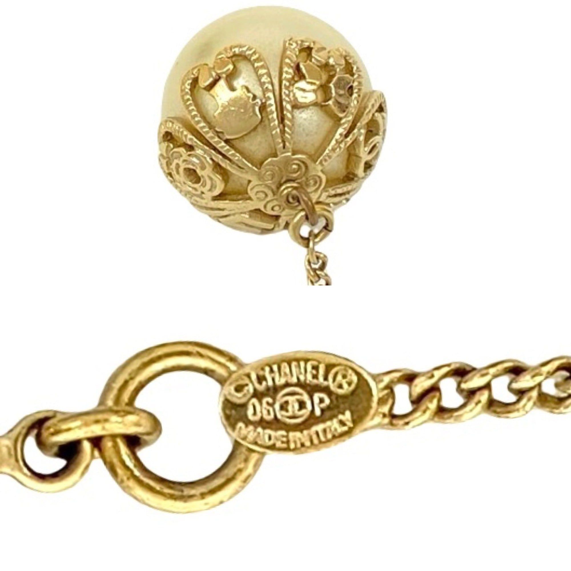 Chanel CHANEL Coco Mark GP Fake Pearl Necklace Choker Pendant Gold 87989 Size ONE SIZE - 2 Thumbnail