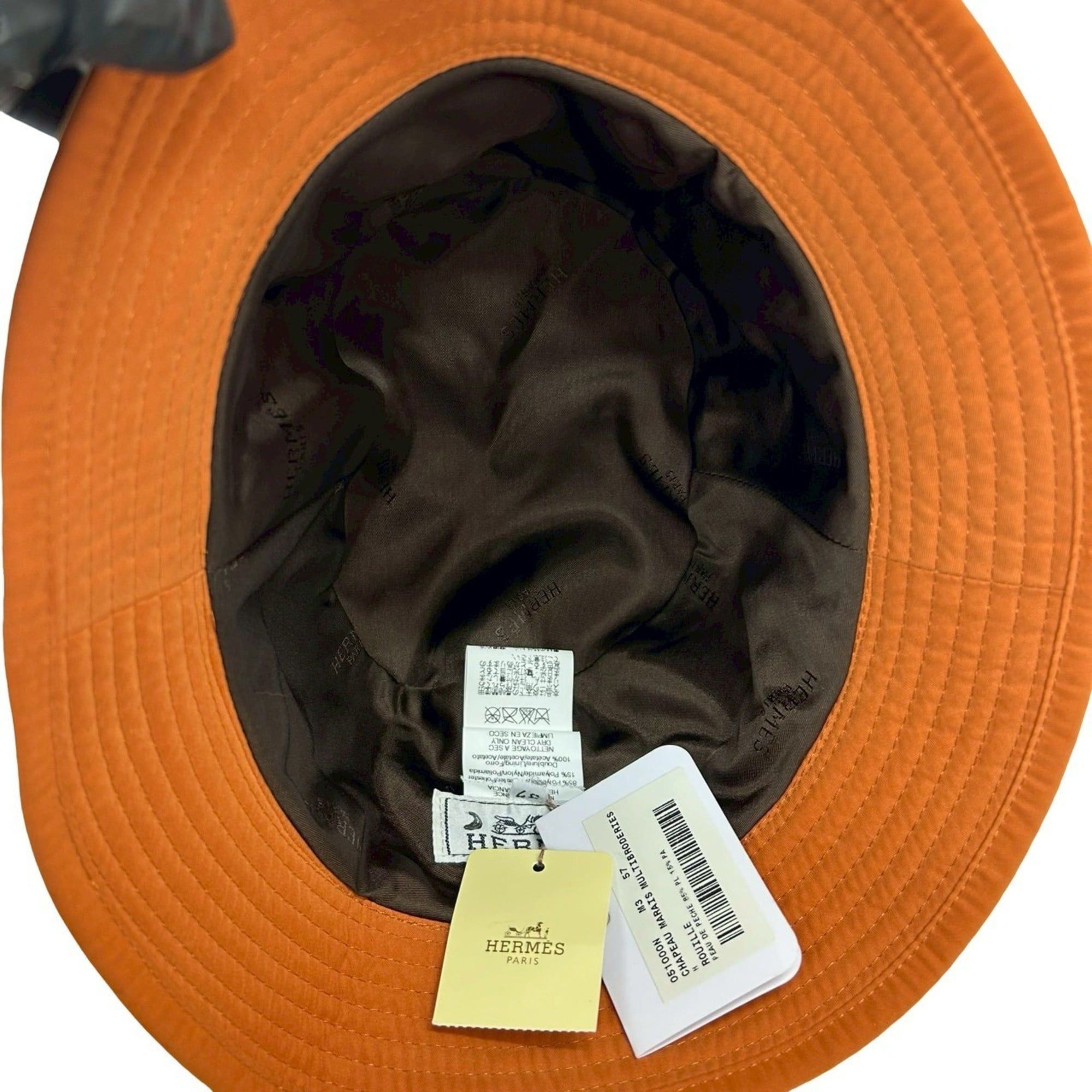 Hermes HERMES Bucket Hat Embroidered Polyester Nylon Acetate Orange 29788 Size ONE SIZE - 7 Thumbnail