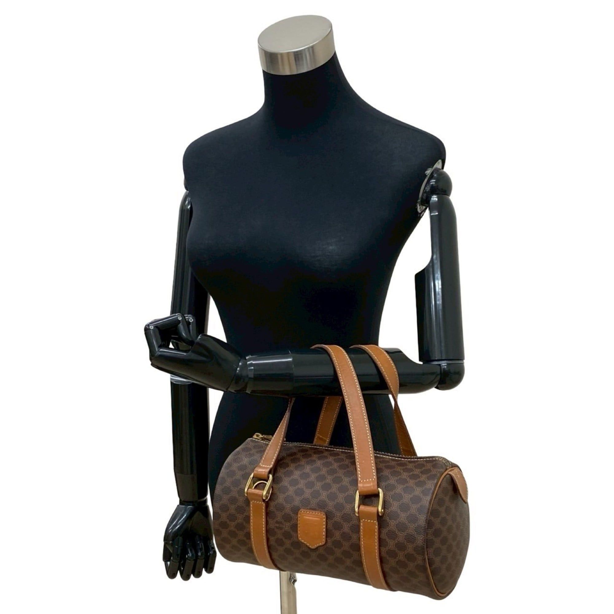 CELINE Macadam Blason Pattern Leather Handbag Mini Boston Bag Drum 