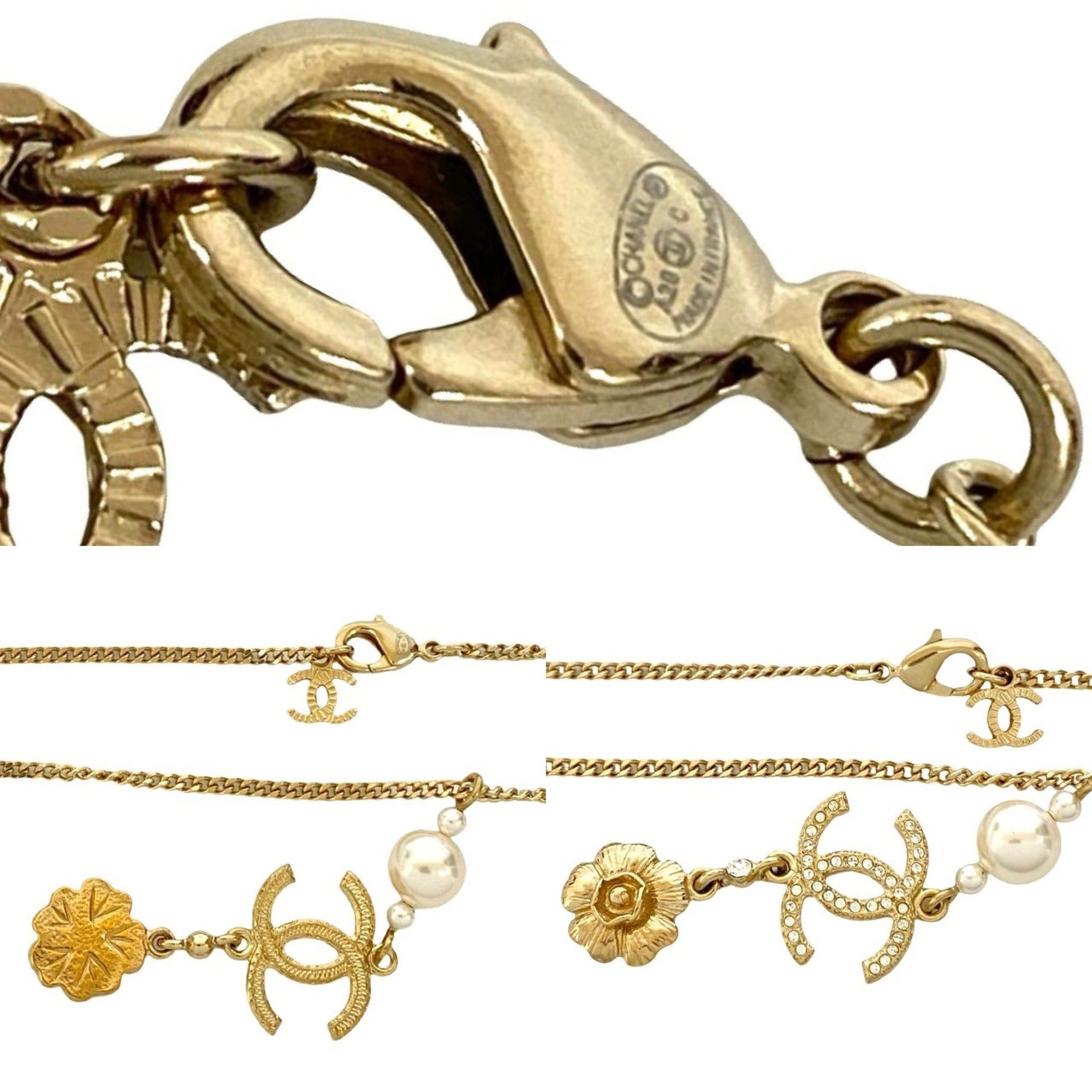 Chanel CHANEL Coco Mark Flower GP Fake Pearl Necklace Pendant Gold 22904 Size ONE SIZE - 2 Thumbnail