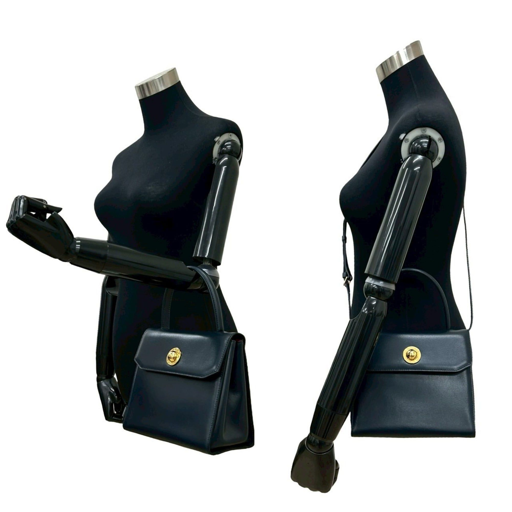 Celine CELINE Star Ball Leather 2-way Handbag Shoulder Bag Black 45863 Size ONE SIZE - 2 Thumbnail