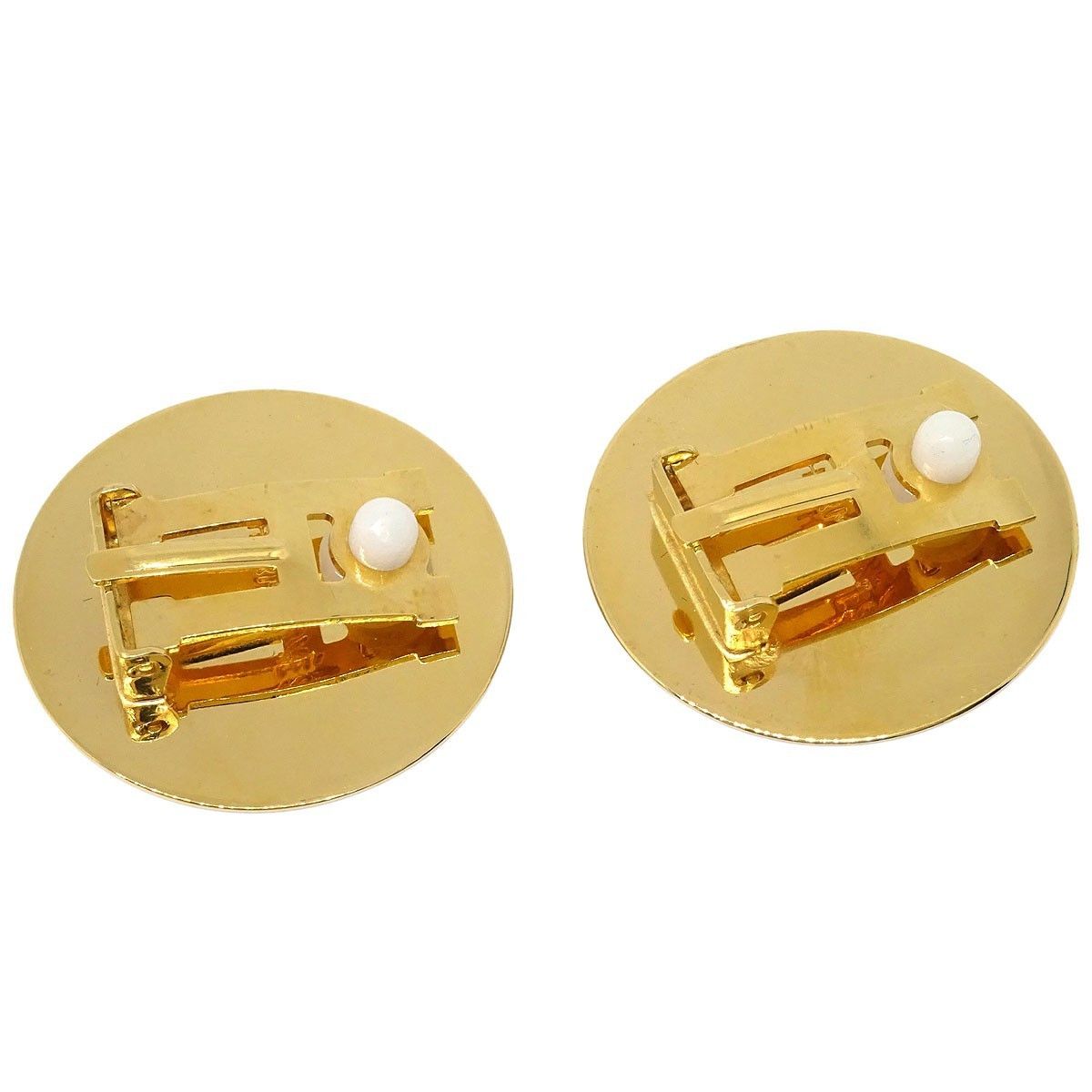 Hermes Hermes Vintage Round Clip-On Earrings Printed Enamel and Metal Size ONE SIZE - 3 Thumbnail