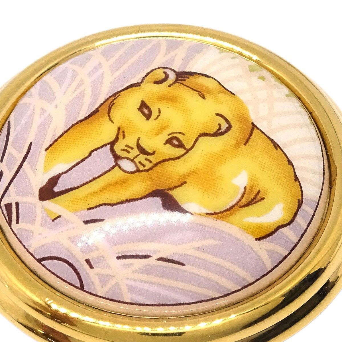 Hermes Hermes Vintage Round Clip-On Earrings Printed Enamel and Metal Size ONE SIZE - 2 Thumbnail