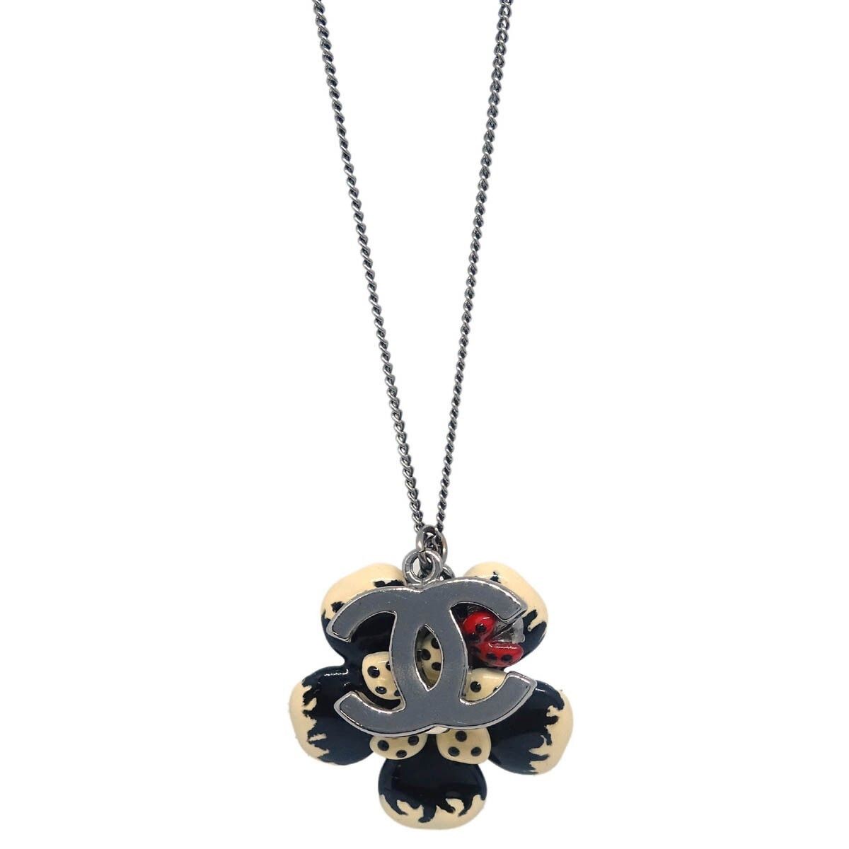 Chanel Chanel CC Flower Ladybug Necklace Silver Plated and Acrylic Size ONE SIZE - 2 Thumbnail