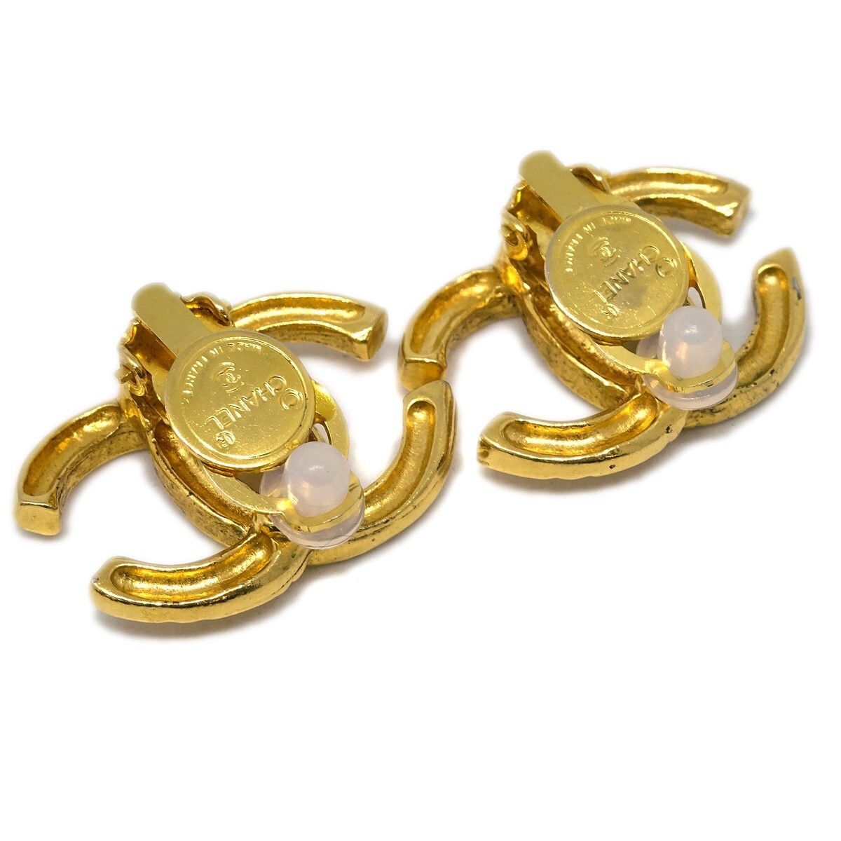 Chanel Chanel CC Clip-On Earrings Textured Metal Size ONE SIZE - 3 Thumbnail