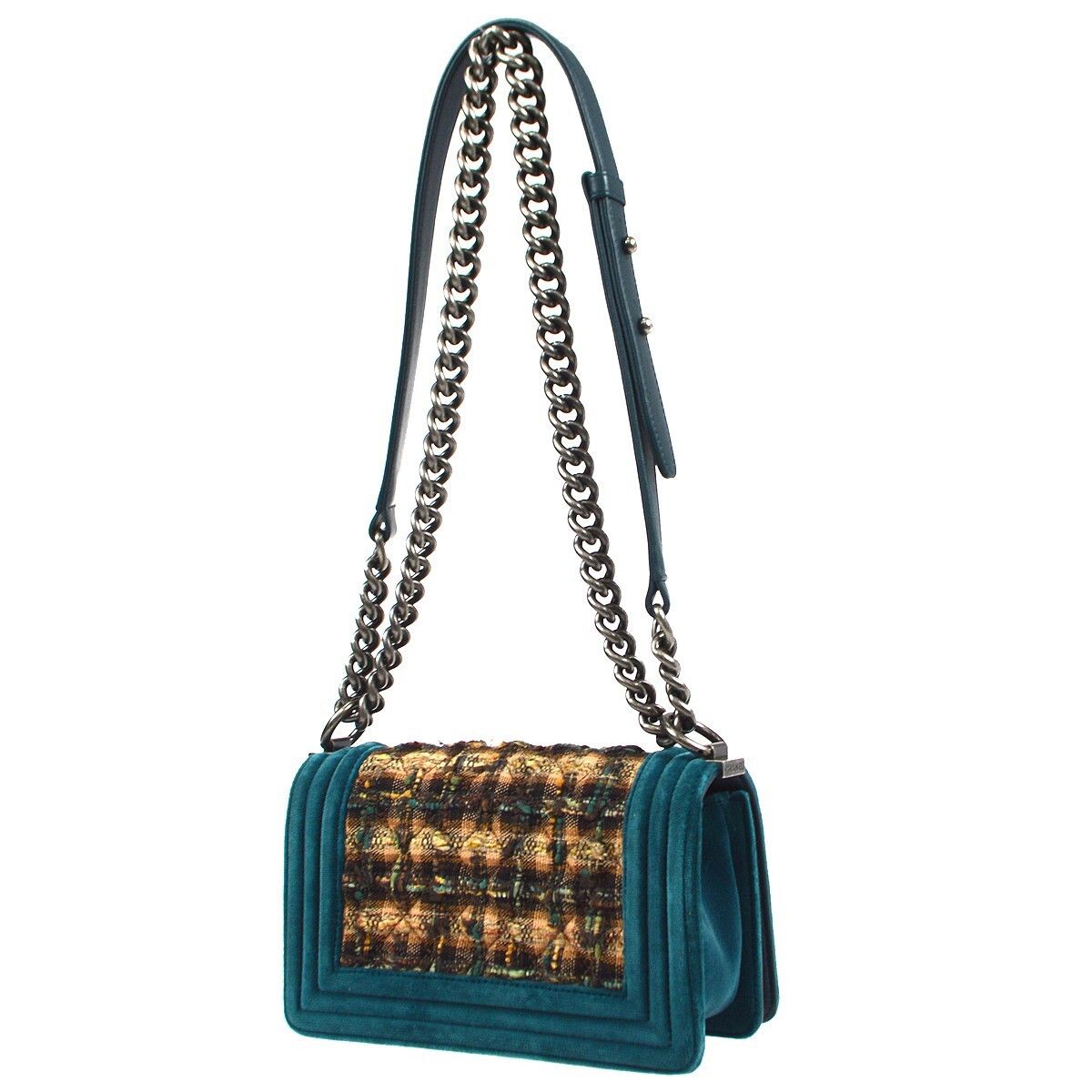 Chanel Chanel Boy Flap Bag Quilted Tweed with Velvet Size ONE SIZE - 2 Thumbnail