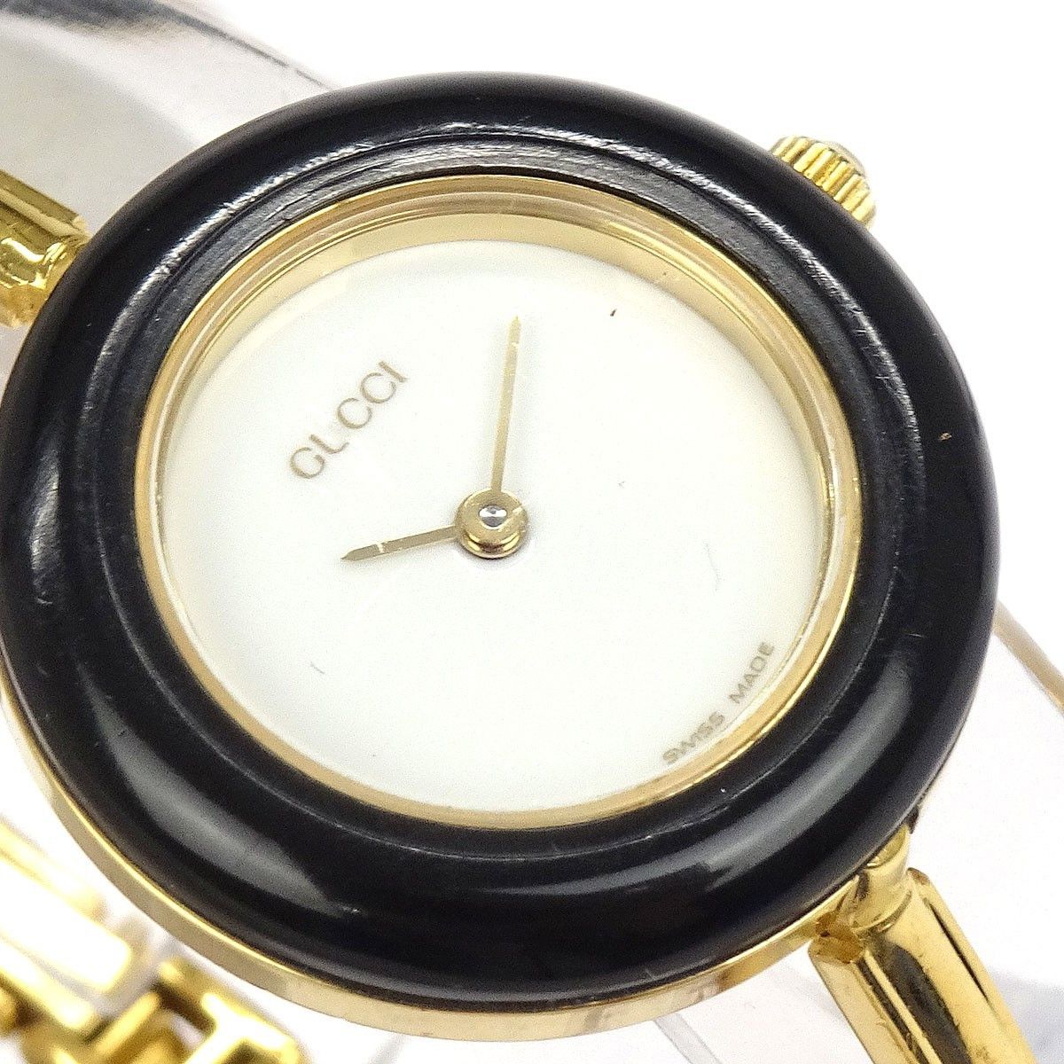 Gucci Gucci 1100 Interchangeable Bezel Bangle Quartz Watch Plated Metal with Plastic Size ONE SIZE - 5 Thumbnail