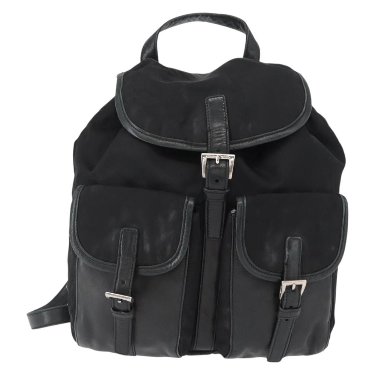 Prada Prada Vela Double Front Pocket Backpack Tessuto with Saffiano Leather Size ONE SIZE - 18 Thumbnail