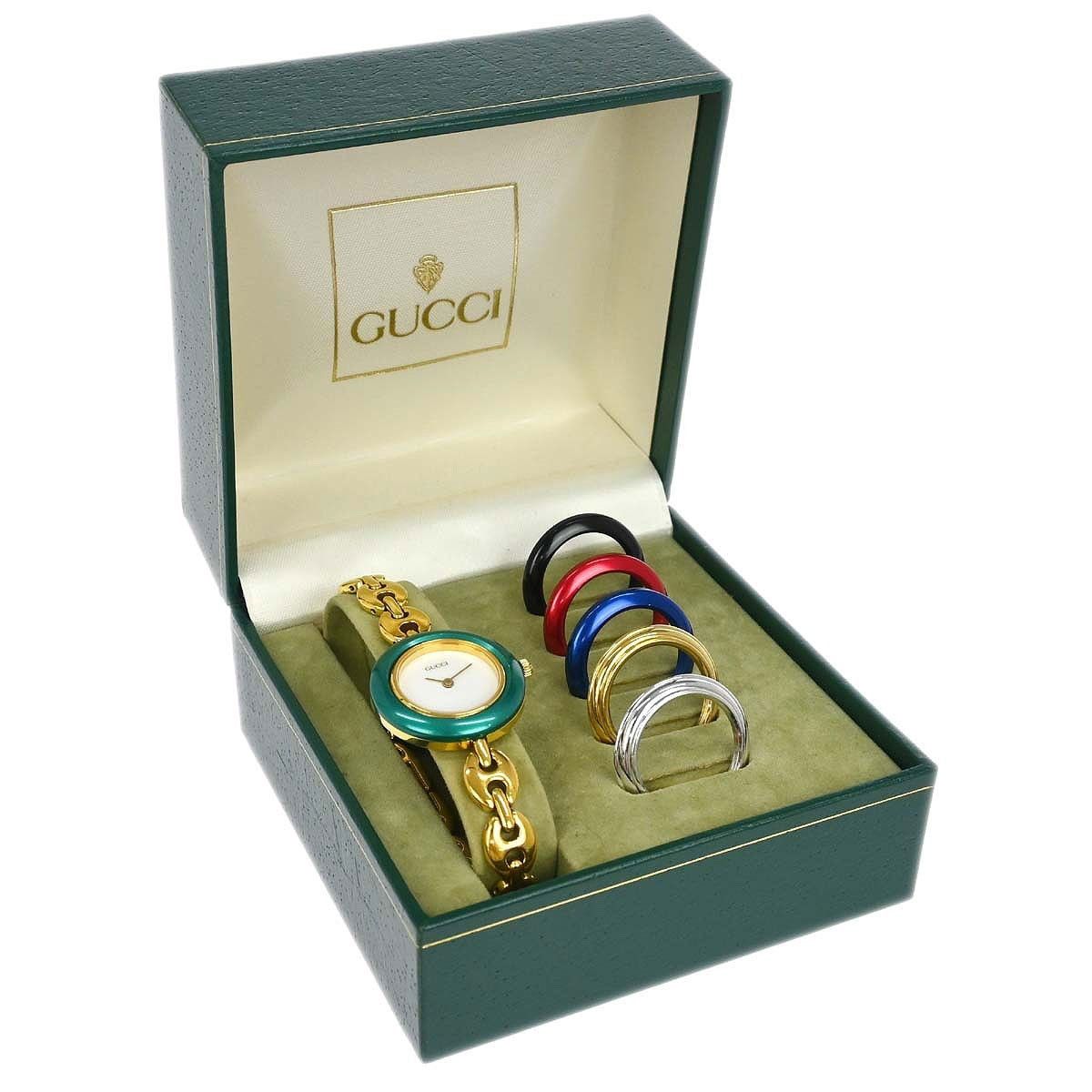 Gucci Gucci 1100 Interchangeable Bezel Bangle Quartz Watch Plated Metal with Plastic Size ONE SIZE - 6 Thumbnail