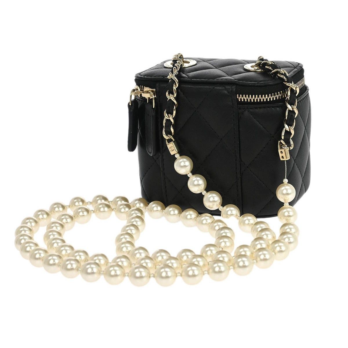 Chanel Chanel Vanity Case with Pearl Chain Quilted Lambskin Size ONE SIZE - 2 Thumbnail