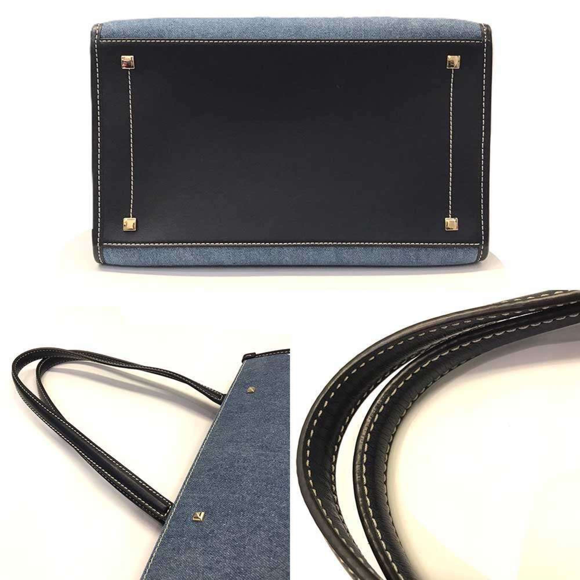 Jimmy Choo Jimmy Choo Varenne denim tote bag with embroidery and studs in indigo blue. Size ONE SIZE - 5 Thumbnail