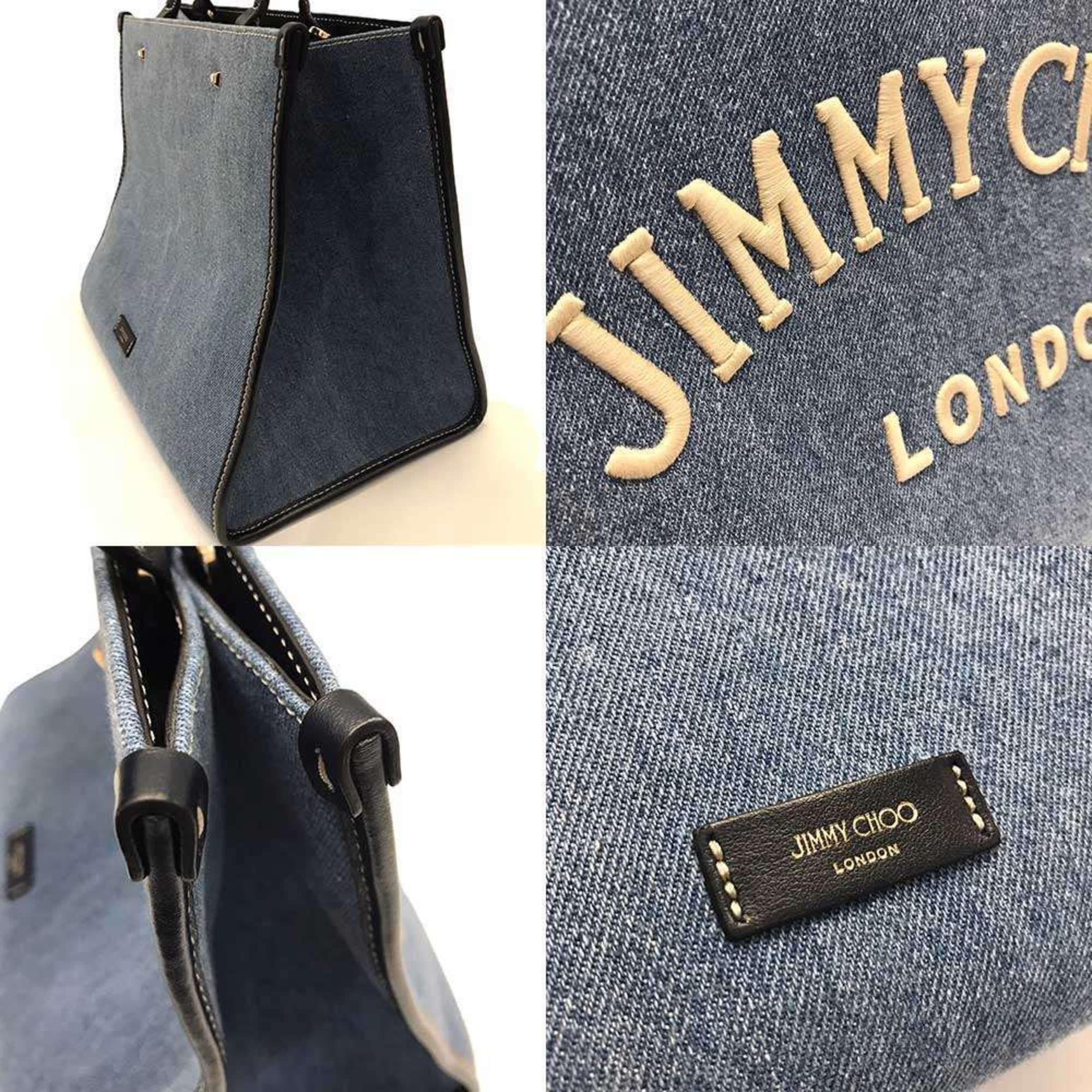 Jimmy Choo Jimmy Choo Varenne denim tote bag with embroidery and studs in indigo blue. Size ONE SIZE - 6 Thumbnail